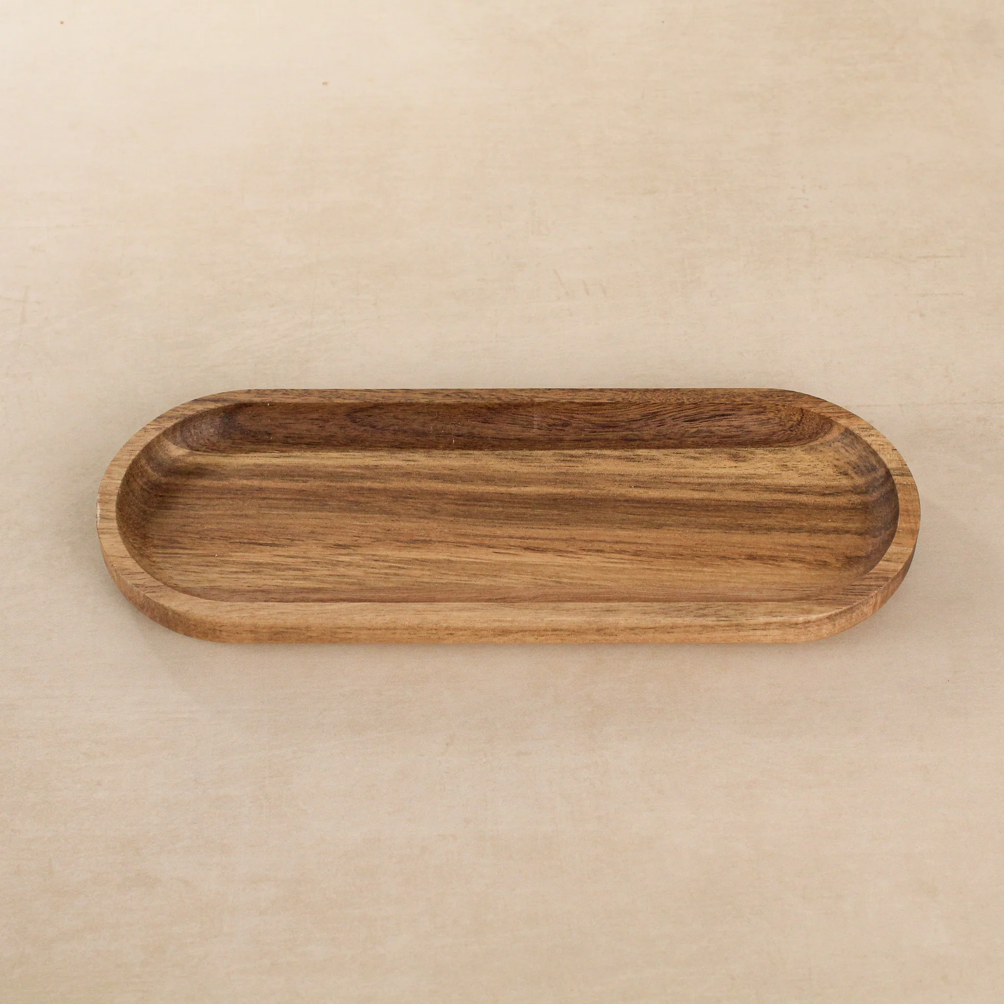 Acacia Tray & Frosted Amber Glass Dispenser Triple Set - Image 4