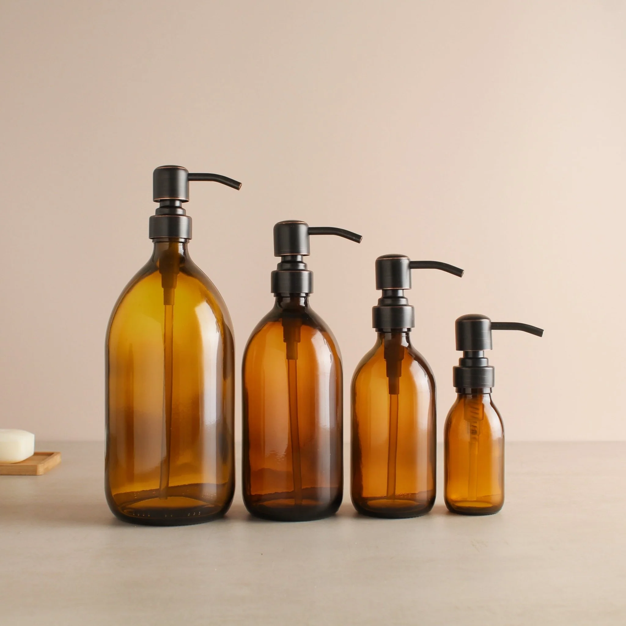 Amber Glass Dispenser Bottle Black/Copper Pump - Image 2