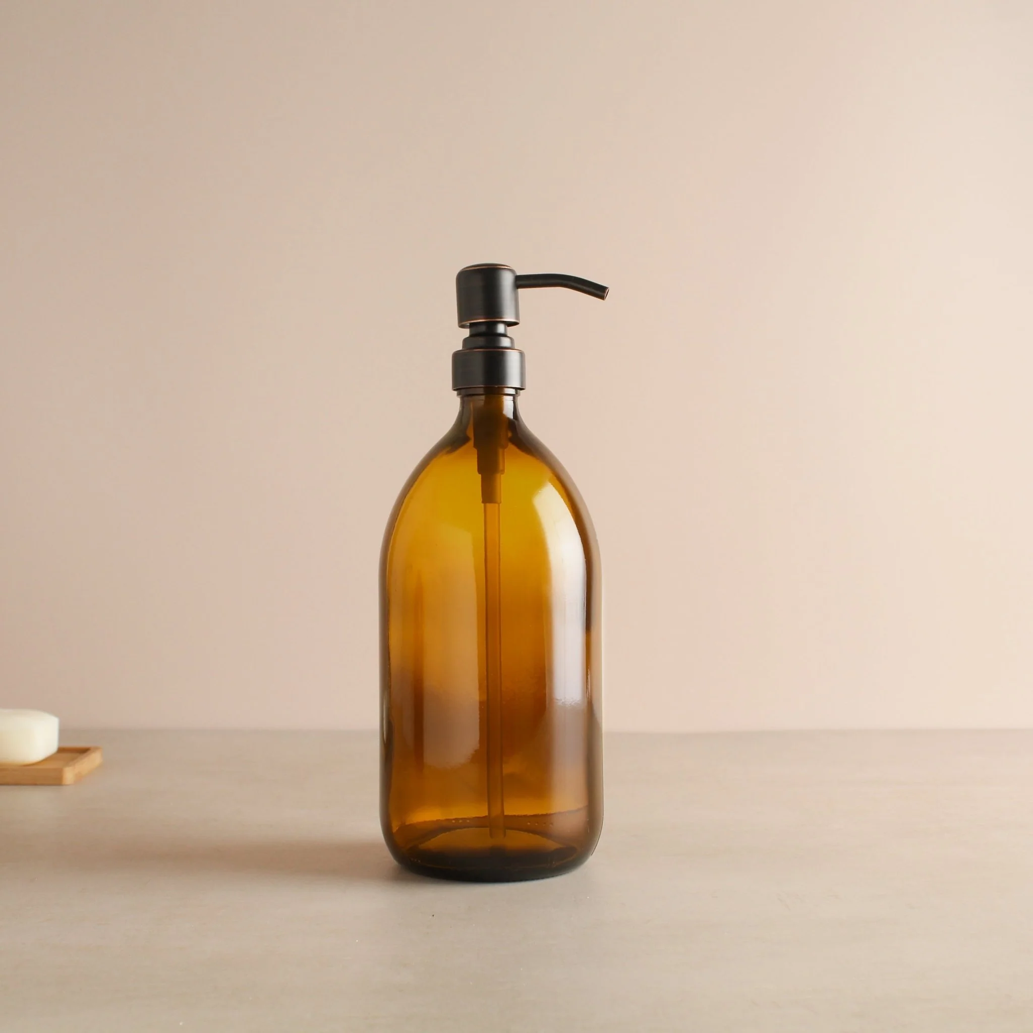 Amber Glass Dispenser Bottle Black/Copper Pump - Image 3