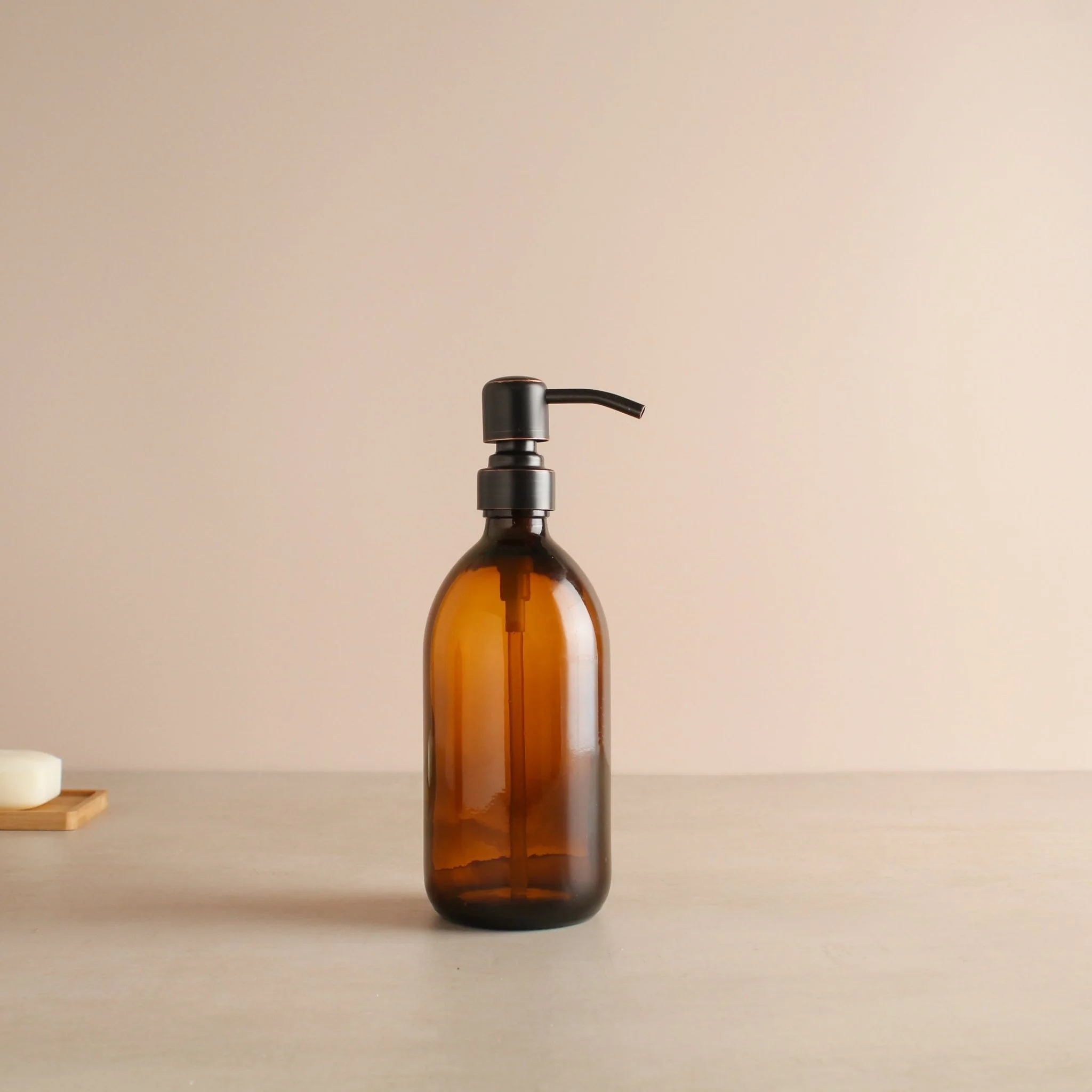 Amber Glass Dispenser Bottle Black/Copper Pump - Image 4