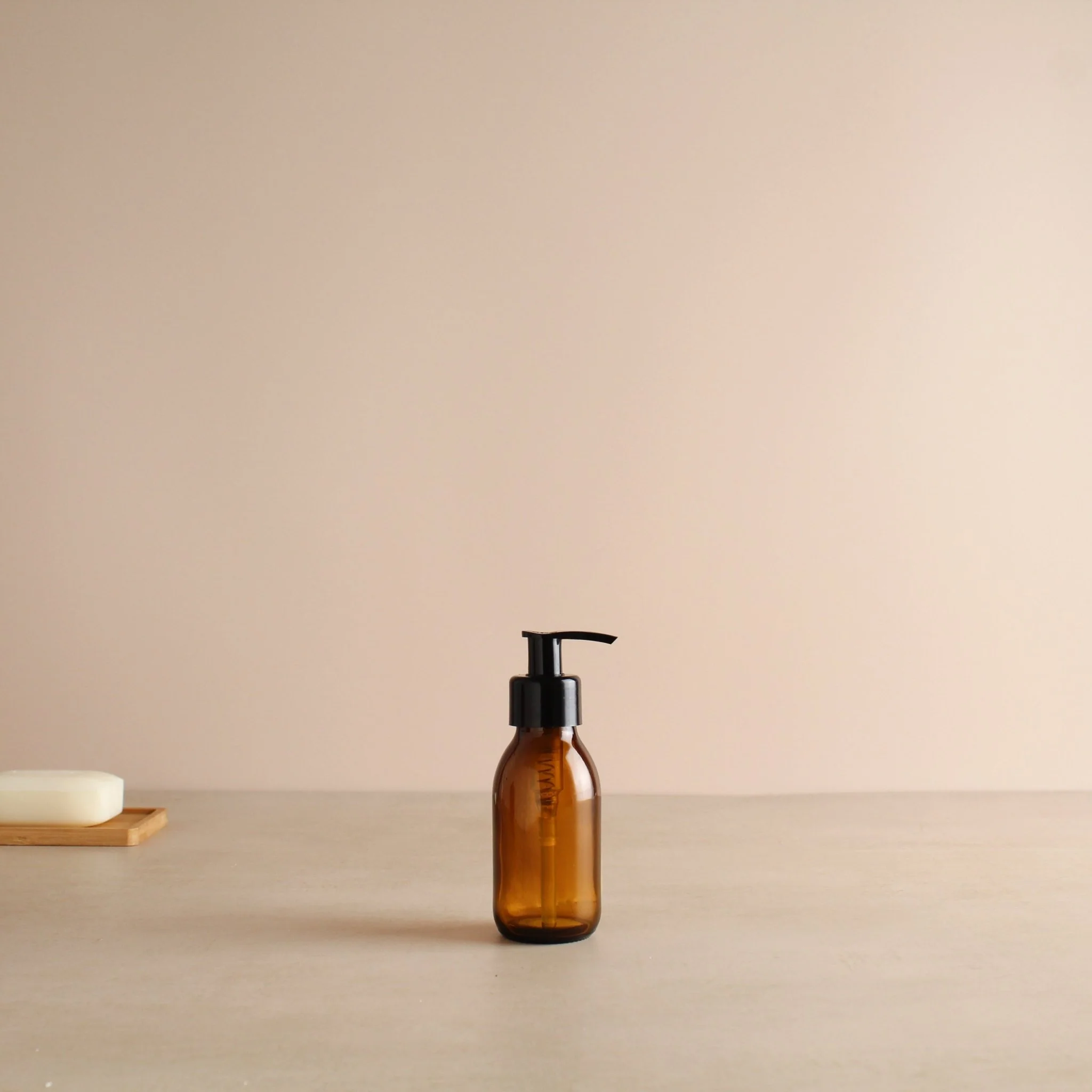 Amber Glass Dispenser Bottle With Black Pump - Image 6