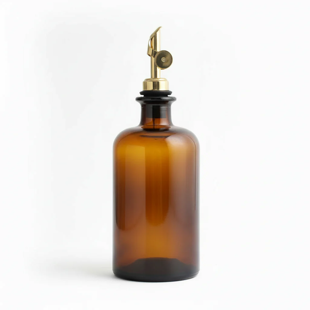 Amber Glass Oil Bottle With Label - Wholesale