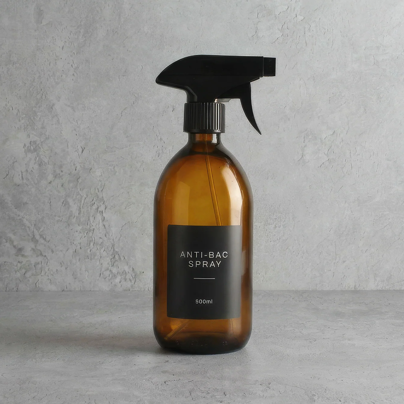 Amber Glass Spray Bottle With Label
