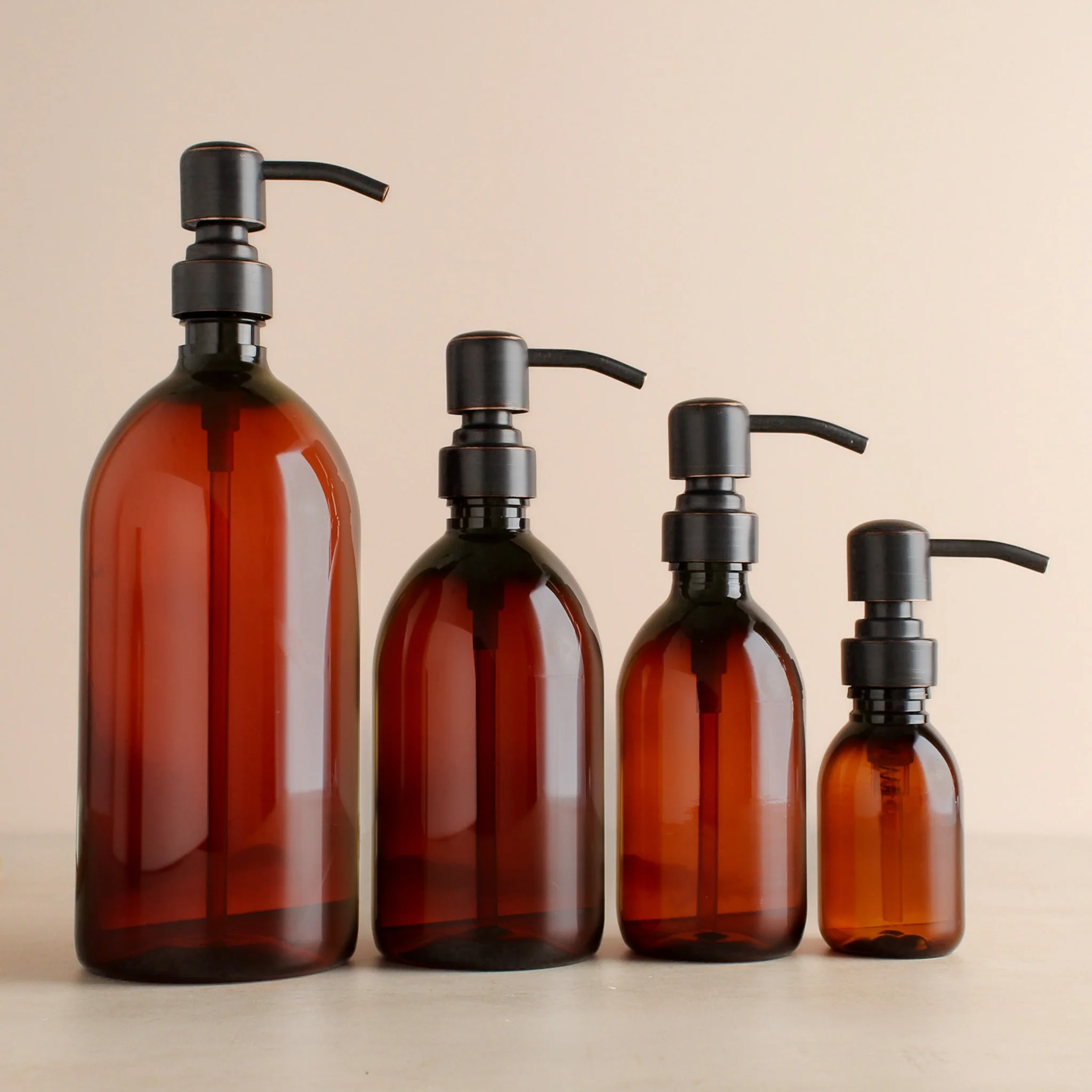 Amber Plastic Dispenser Bottle With Black/Copper Pump