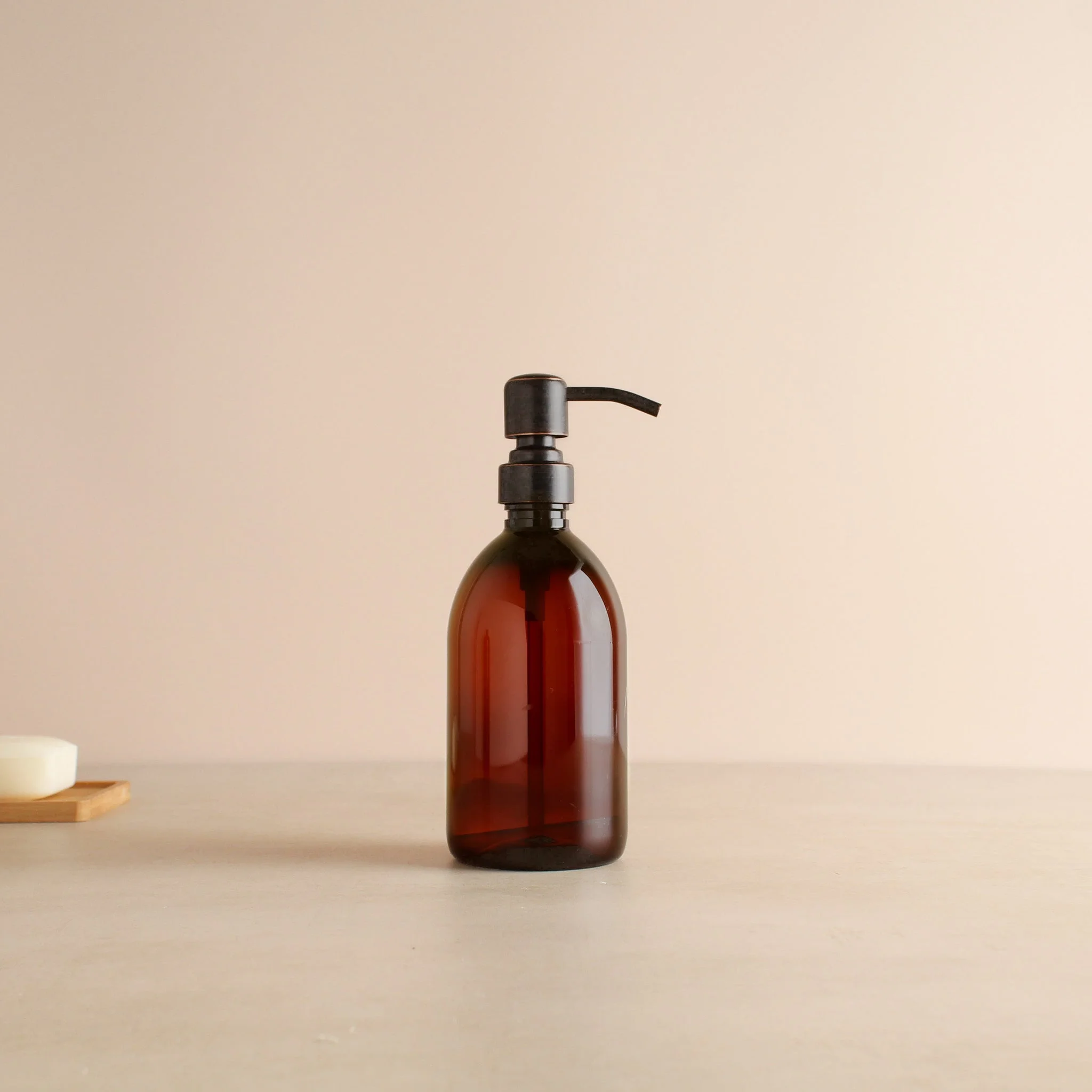 Amber Plastic Dispenser Bottle With Black/Copper Pump - Image 4