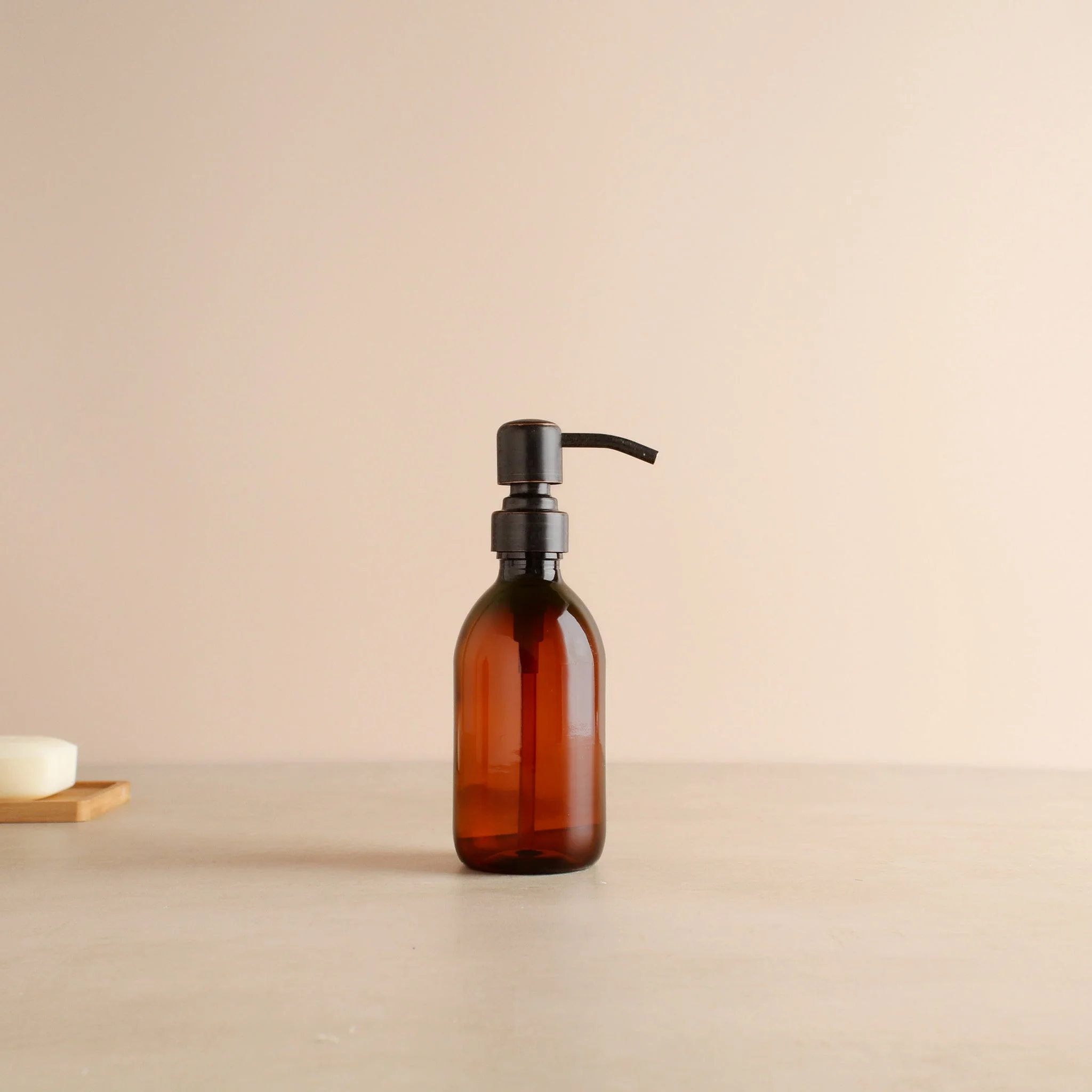 Amber Plastic Dispenser Bottle With Black/Copper Pump - Image 5