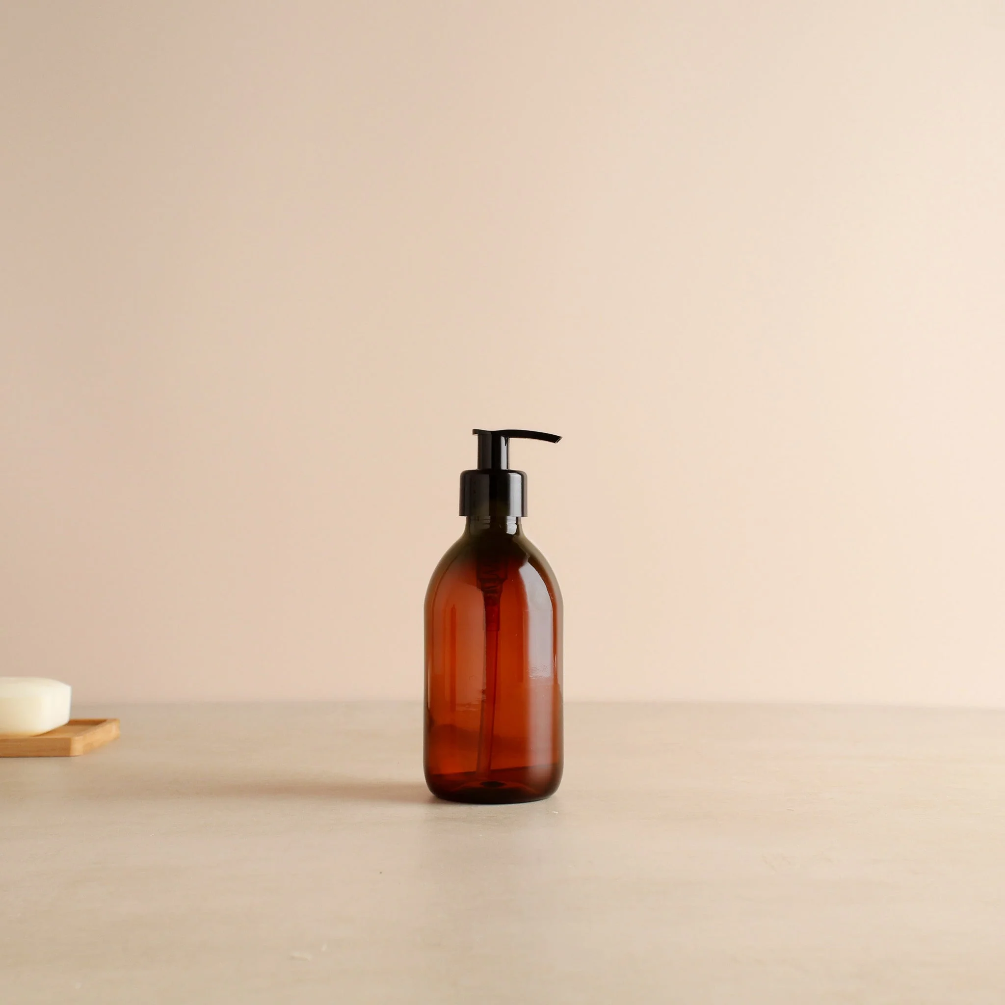 Amber Plastic Dispenser Bottle With Black Pump - Image 5