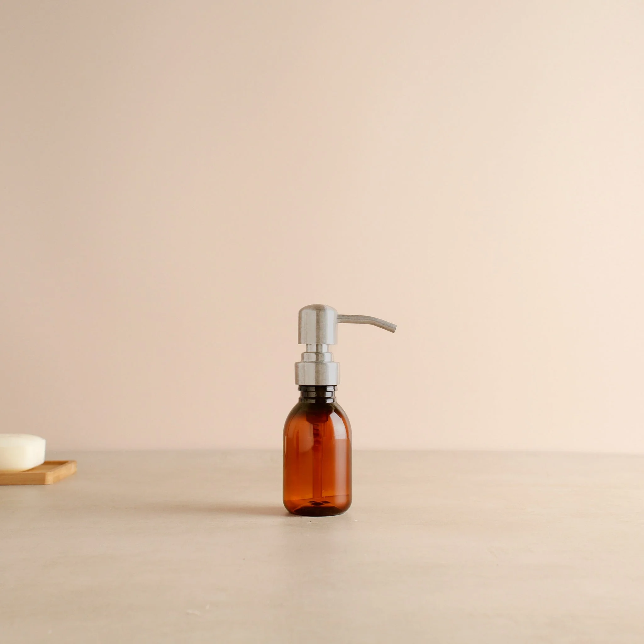 Amber Plastic Dispenser Bottle With Silver Pump - Image 6
