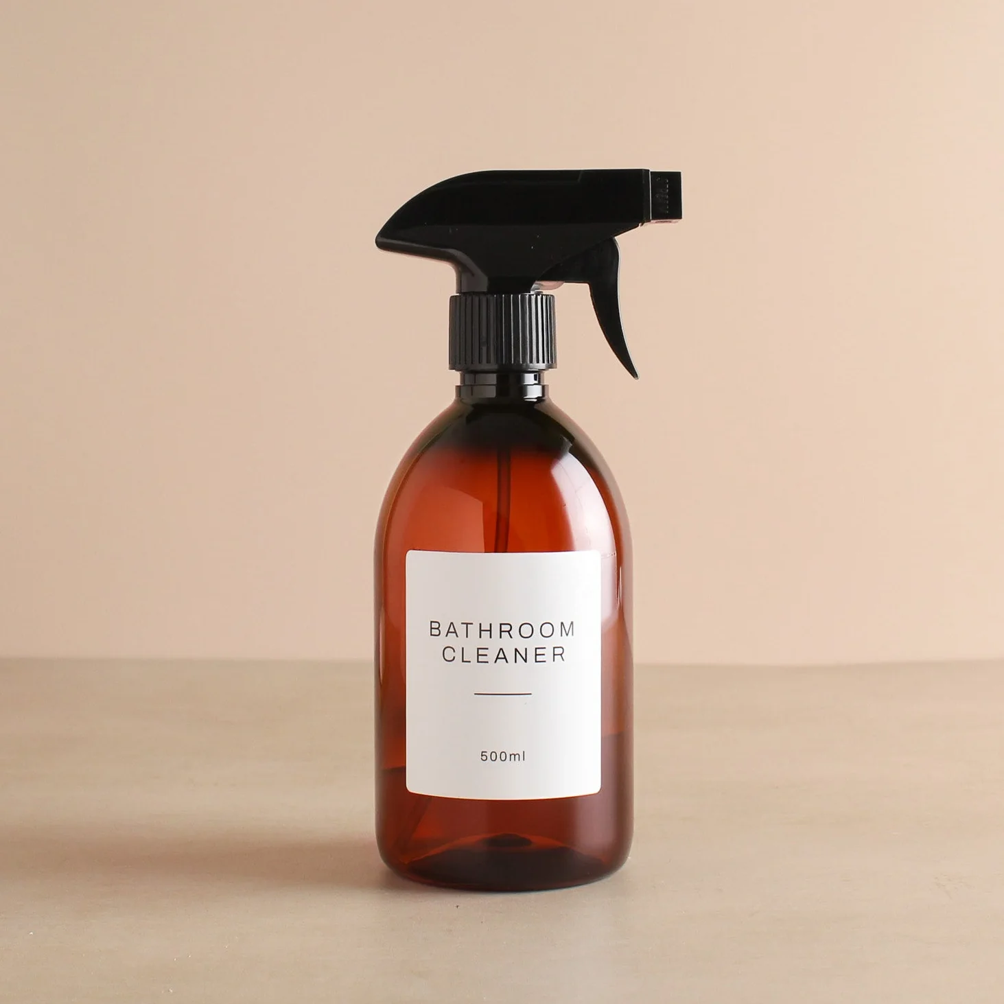 Amber Plastic Spray Bottle With Label