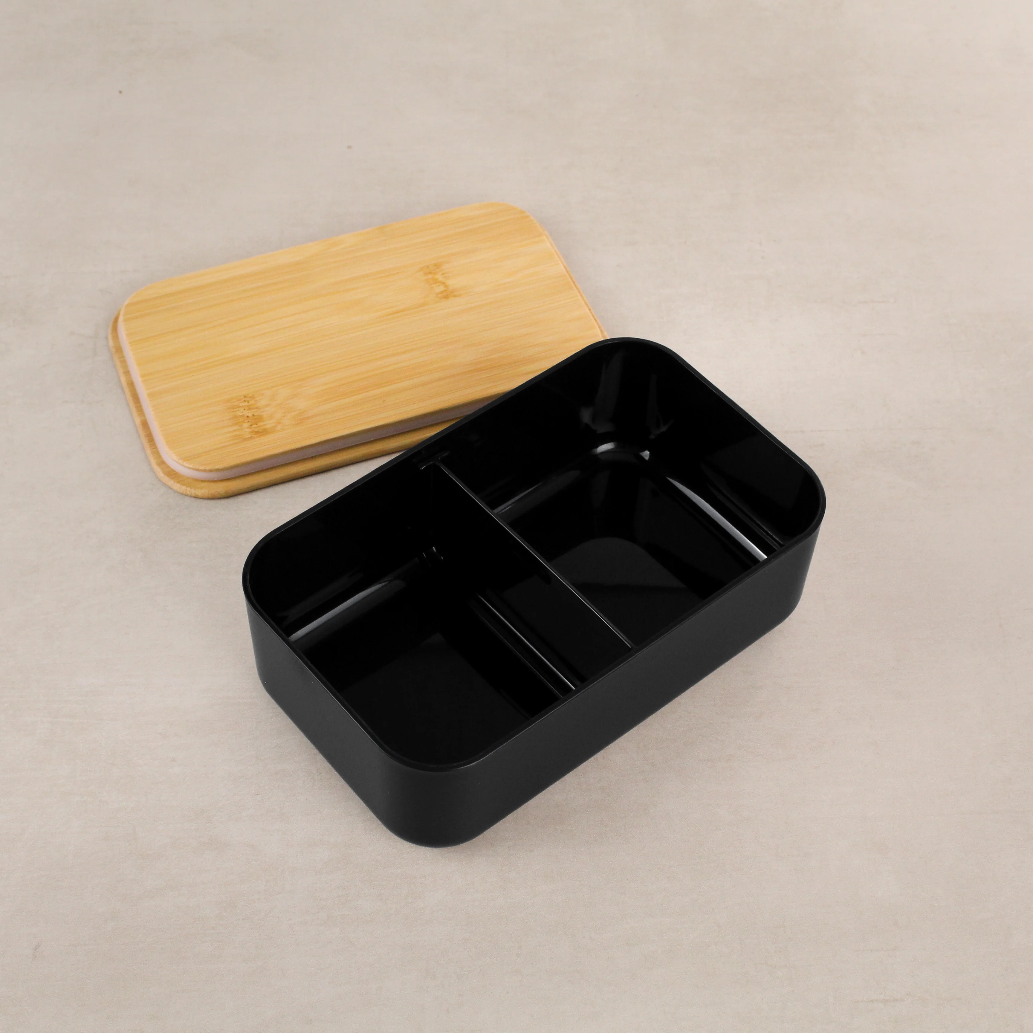 Black Lunch Box with Bamboo Lid - Image 3