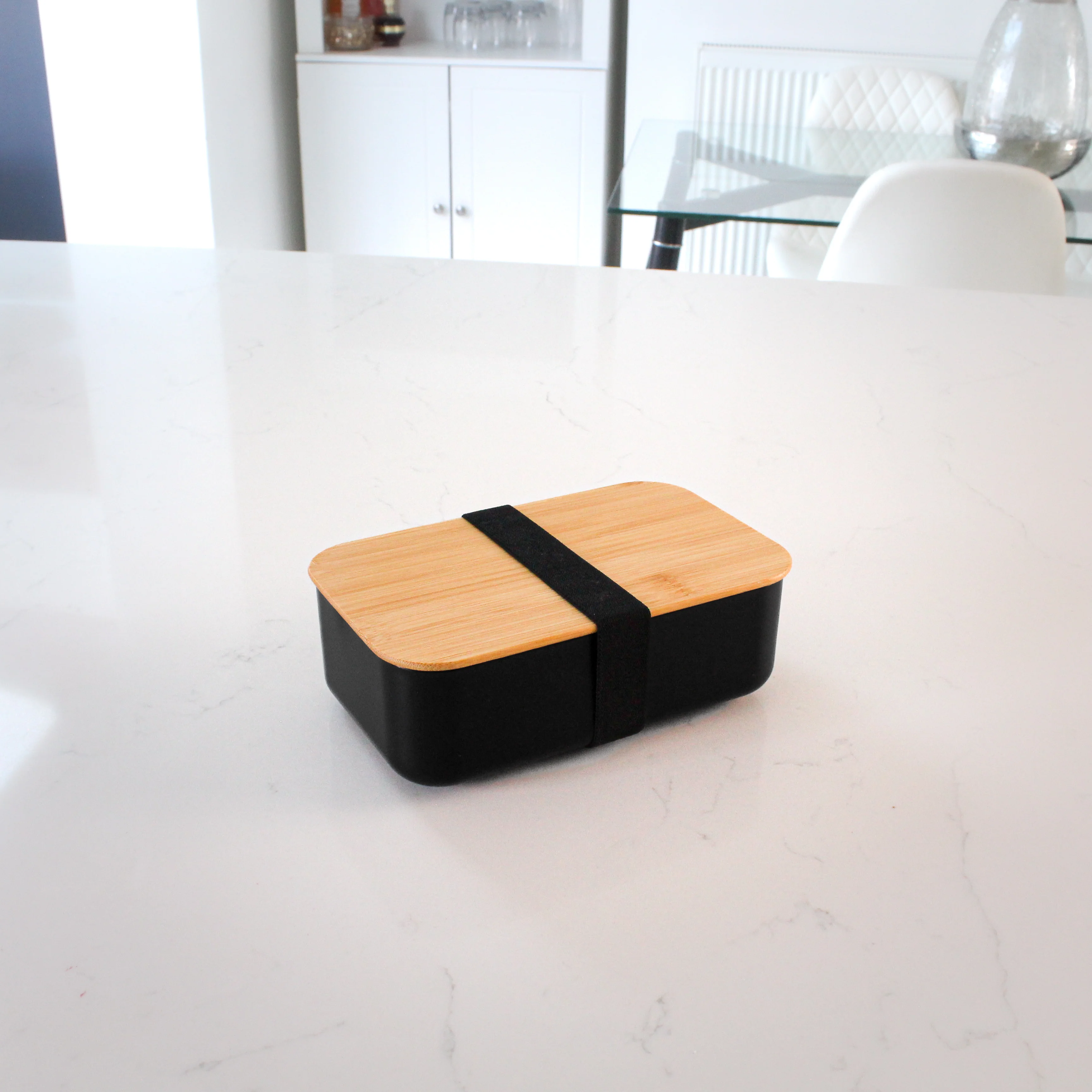 Black Lunch Box with Bamboo Lid - Image 4