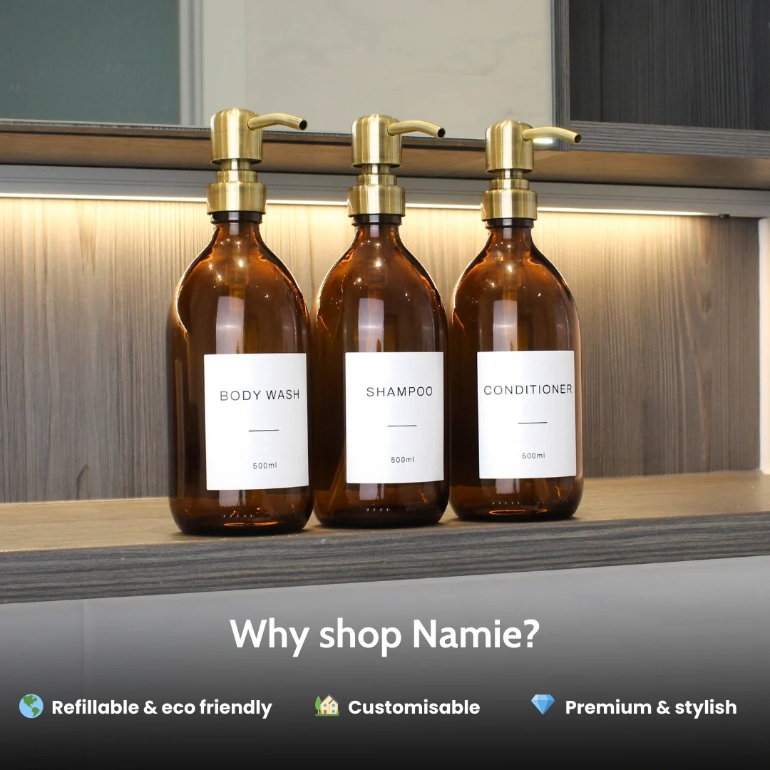 Body Wash, Shampoo & Conditioner Amber Glass Set - Image 3