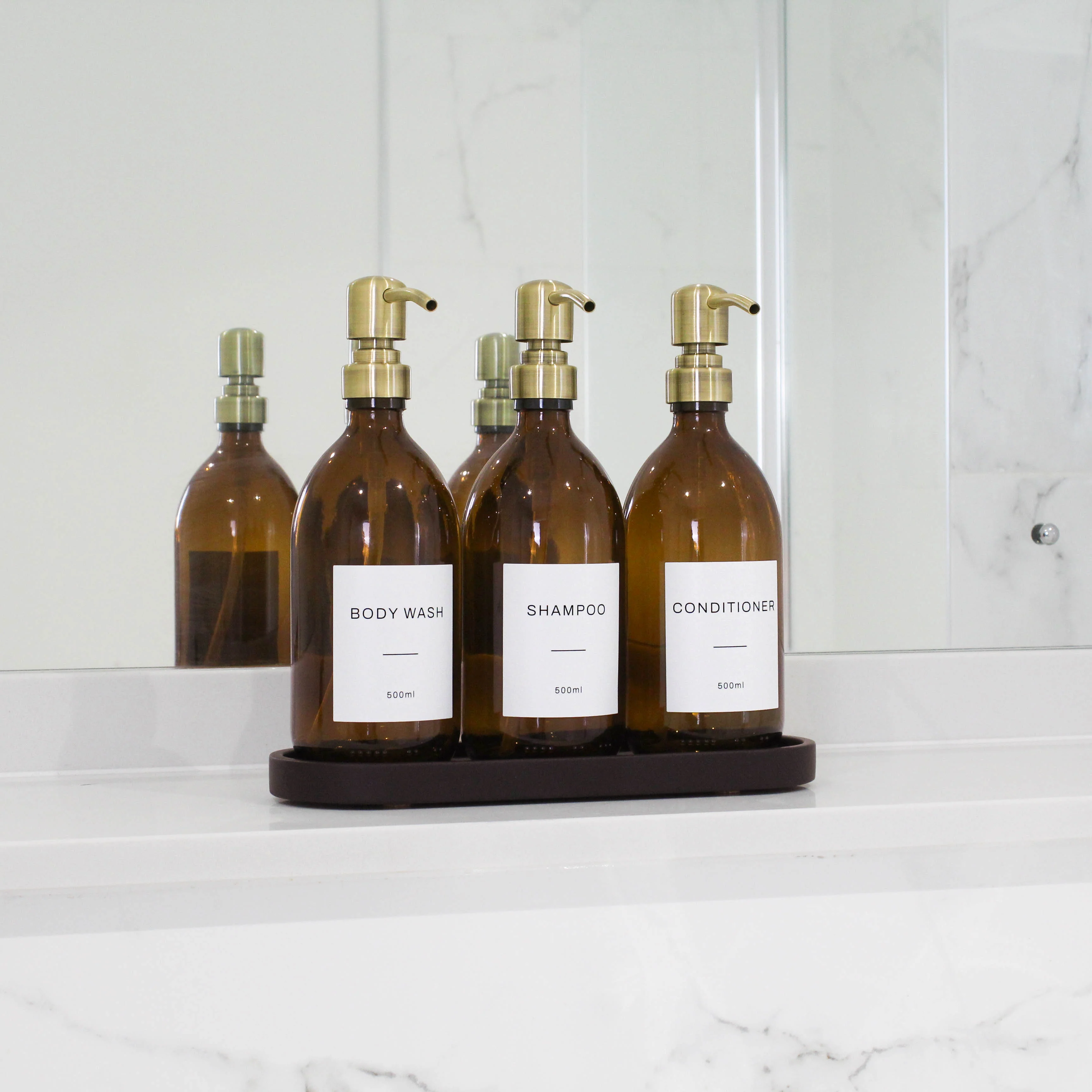 Body Wash, Shampoo & Conditioner Amber Glass Set - Image 5