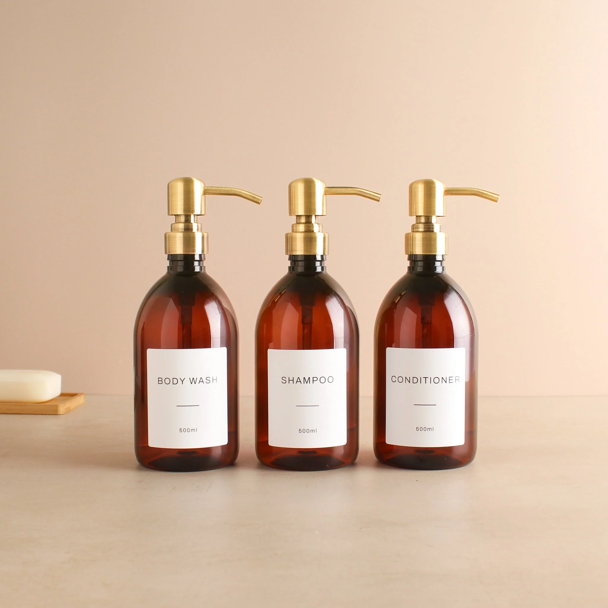 Body Wash, Shampoo & Conditioner Amber Plastic Set - Image 4