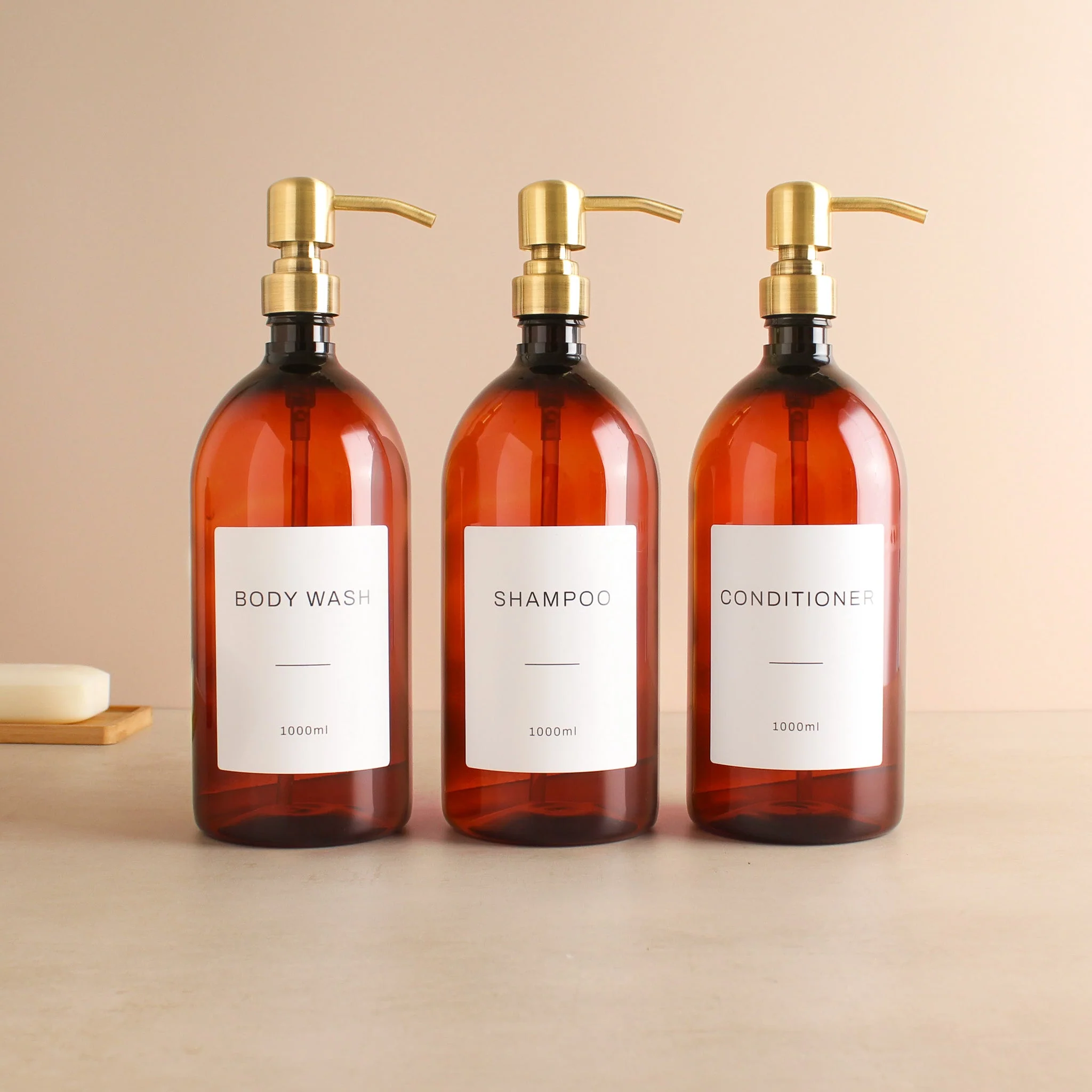 Body Wash, Shampoo & Conditioner Amber Plastic Set - Image 5