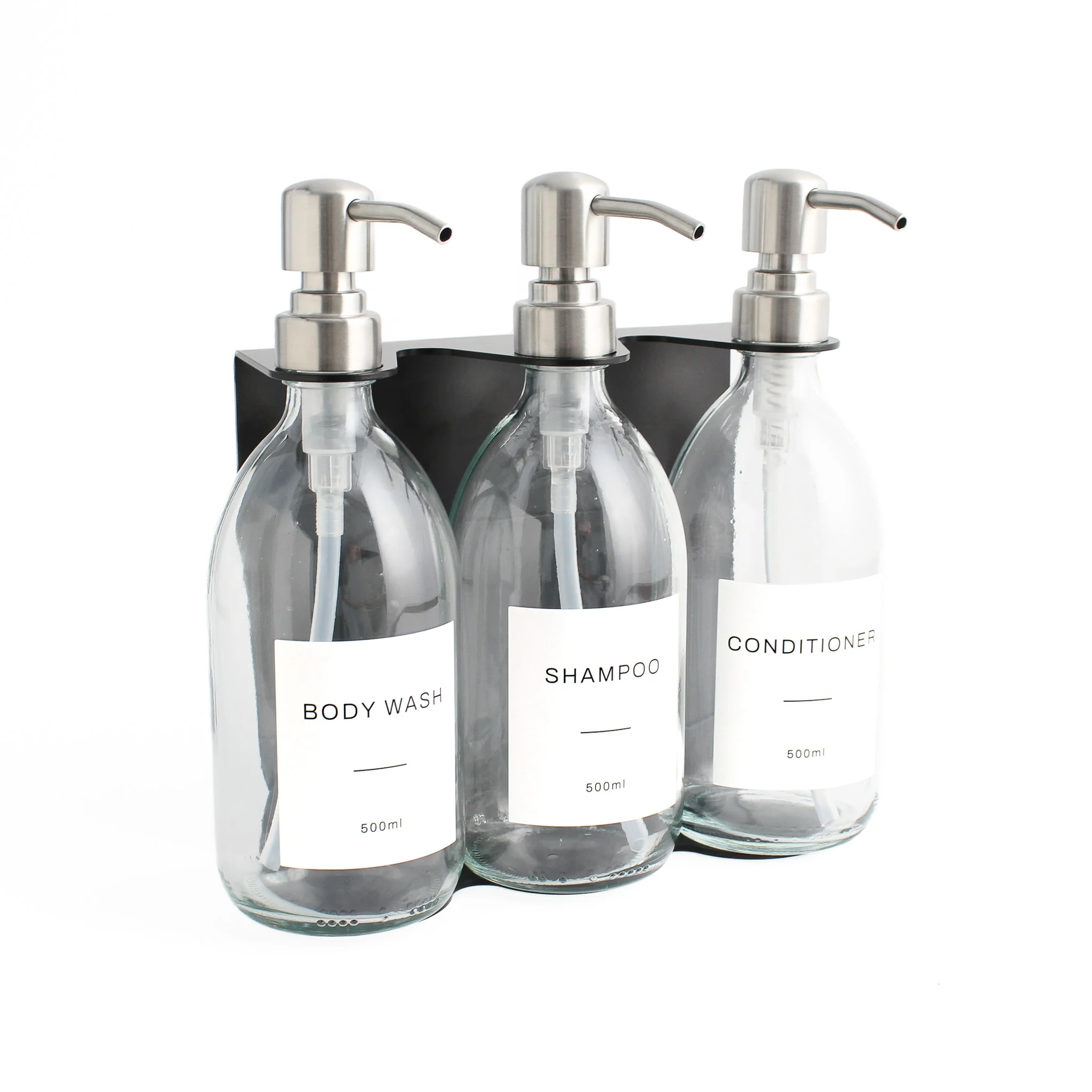 Body Wash, Shampoo & Conditioner Clear Glass Set - Image 10