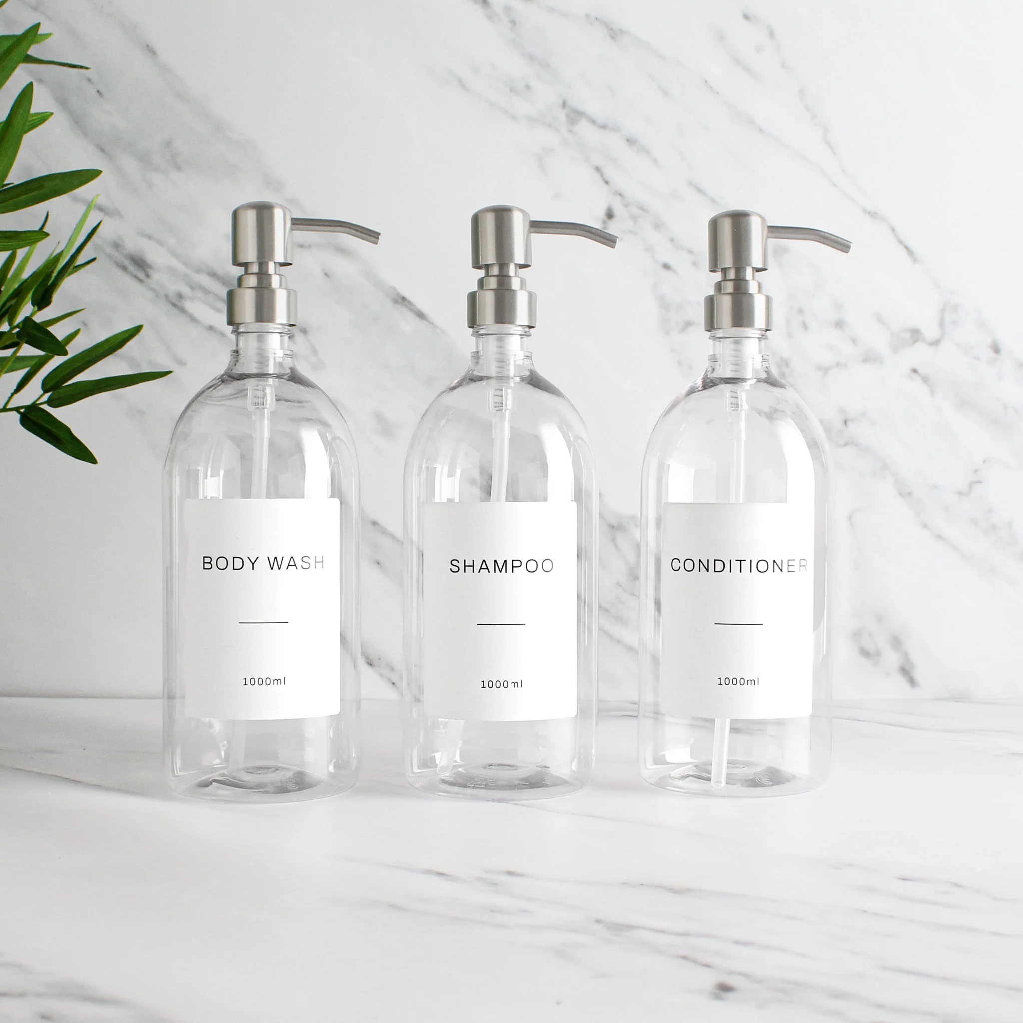 Body Wash, Shampoo & Conditioner Clear Plastic Set - Image 3