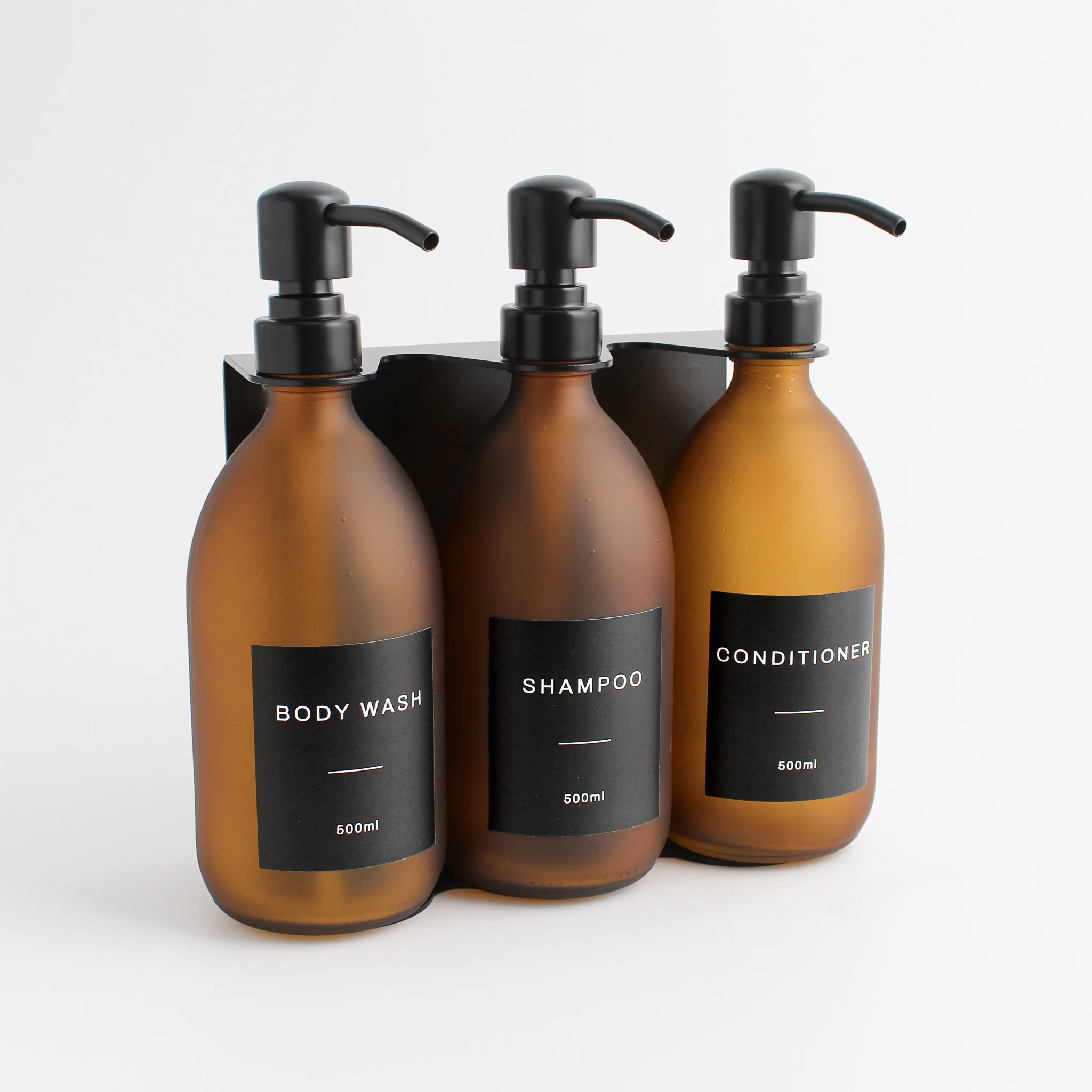 Body Wash, Shampoo & Conditioner Frosted Amber Glass Set - Image 9