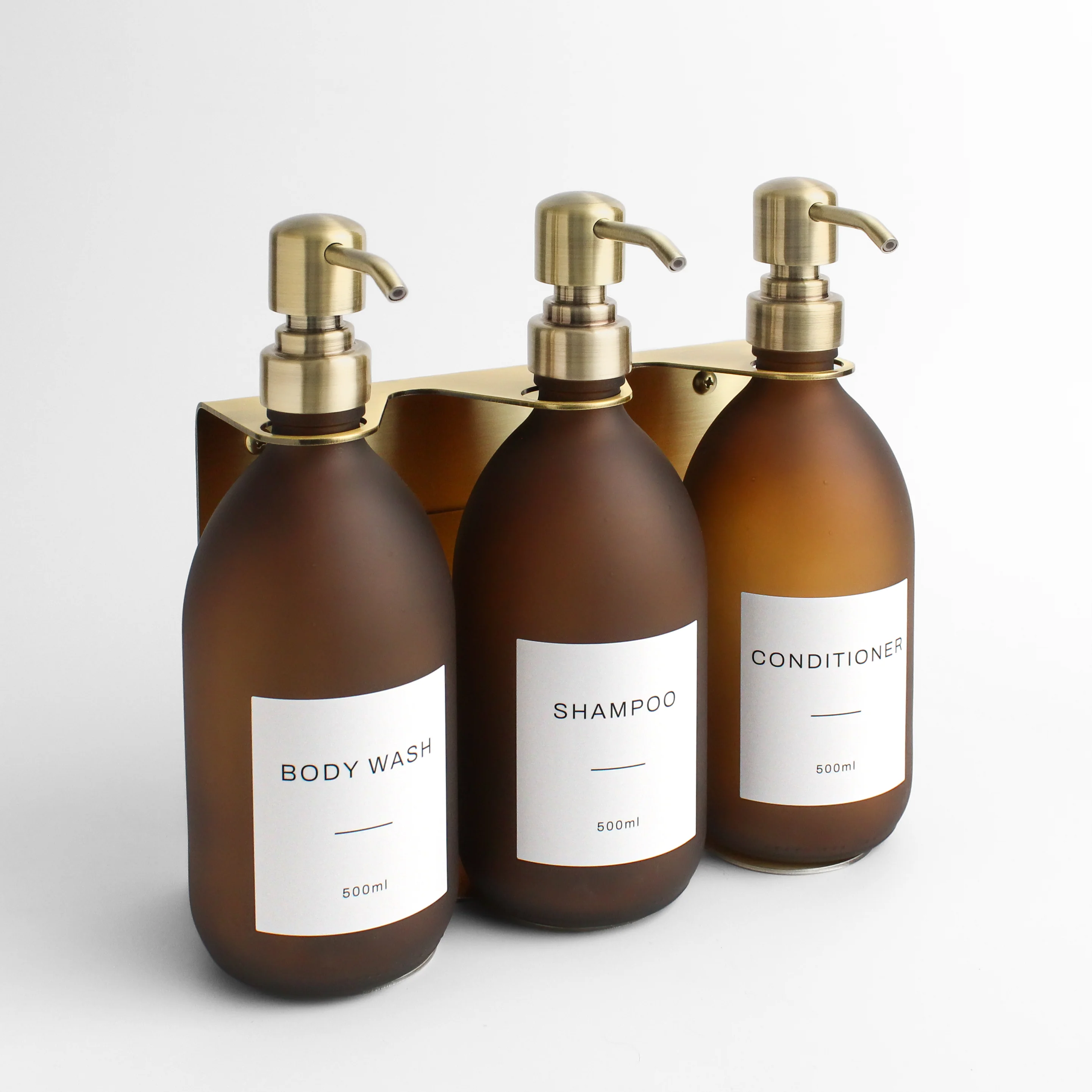 Body Wash, Shampoo & Conditioner Frosted Amber Glass Set - Image 10