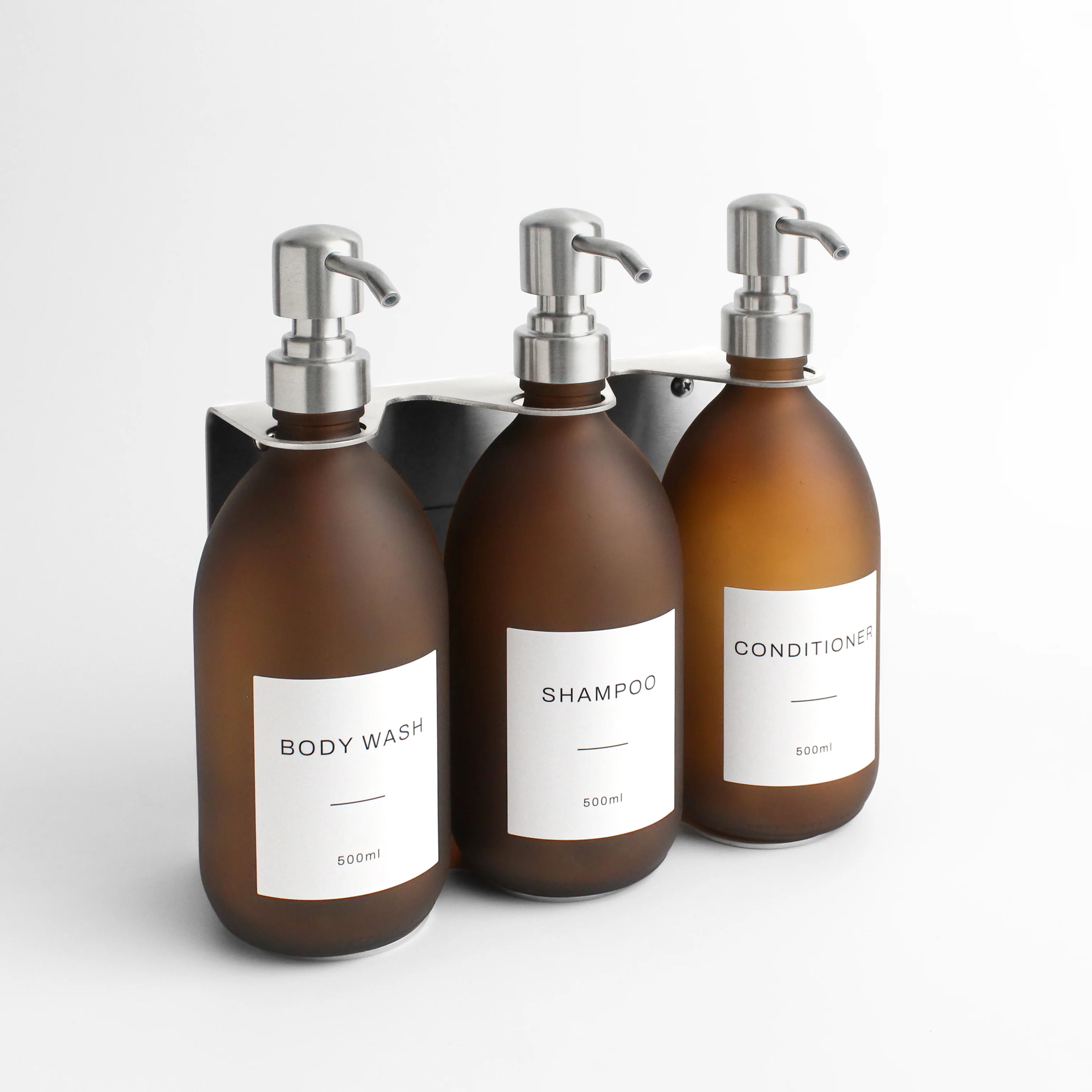 Body Wash, Shampoo & Conditioner Frosted Amber Glass Set - Image 11