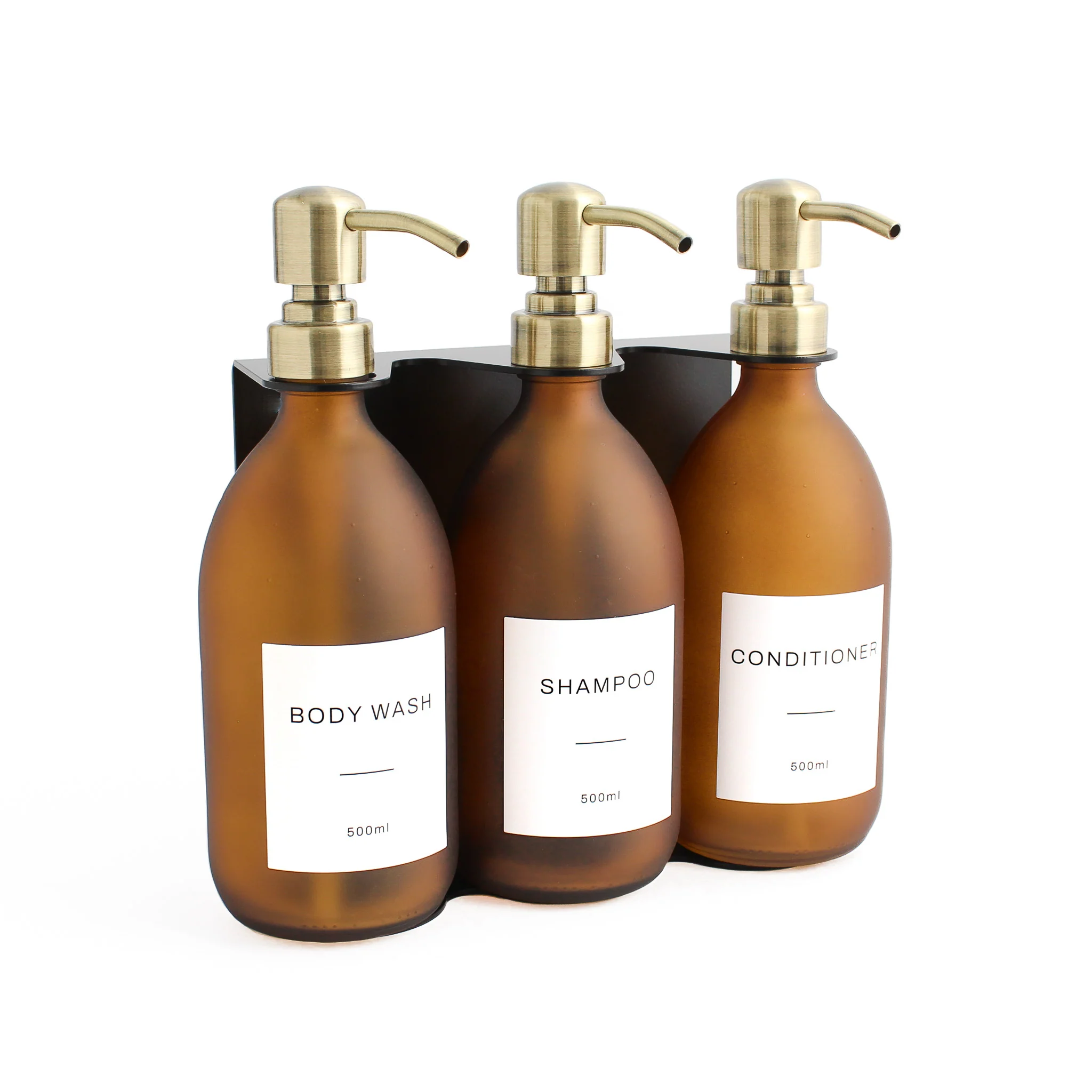 Body Wash, Shampoo & Conditioner Frosted Amber Glass Set - Image 9