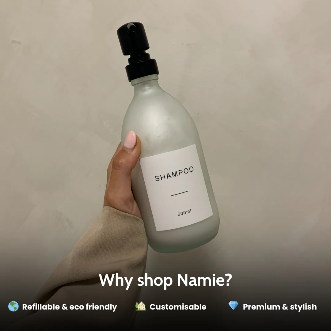 Body Wash, Shampoo & Conditioner Frosted White Glass Set - Image 3
