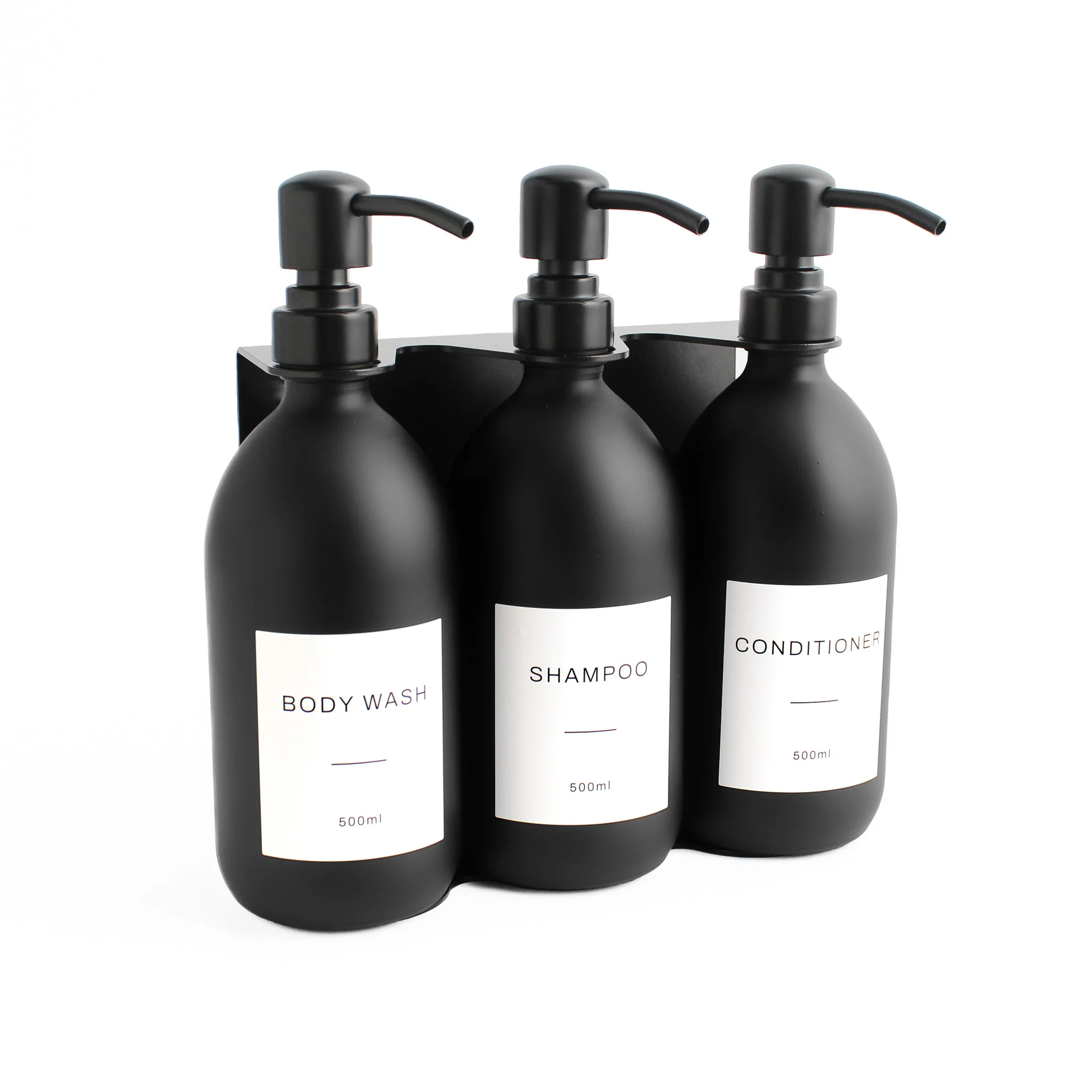 Body Wash, Shampoo & Conditioner Matte Black Glass Set - Image 17