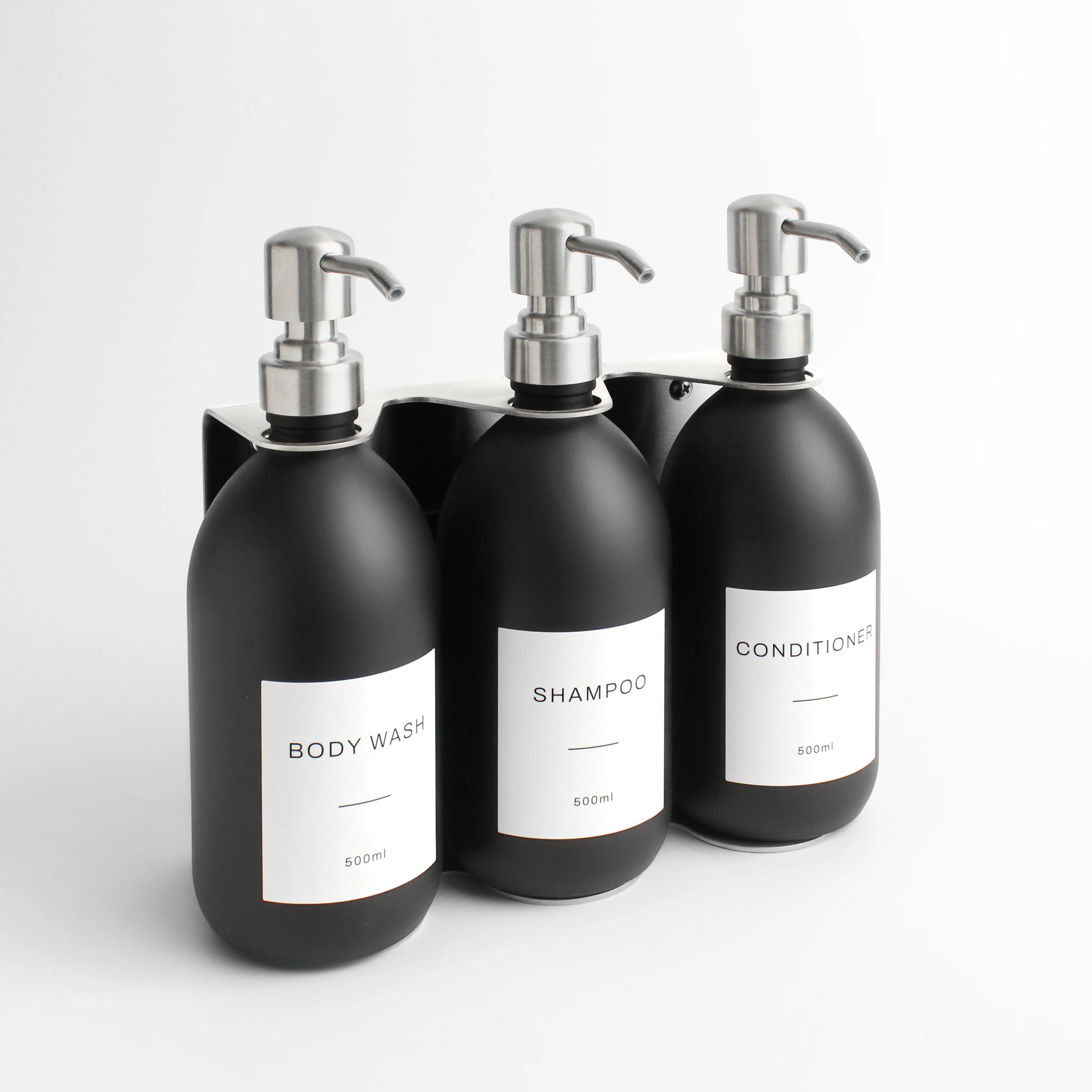 Body Wash, Shampoo & Conditioner Matte Black Glass Set - Image 19
