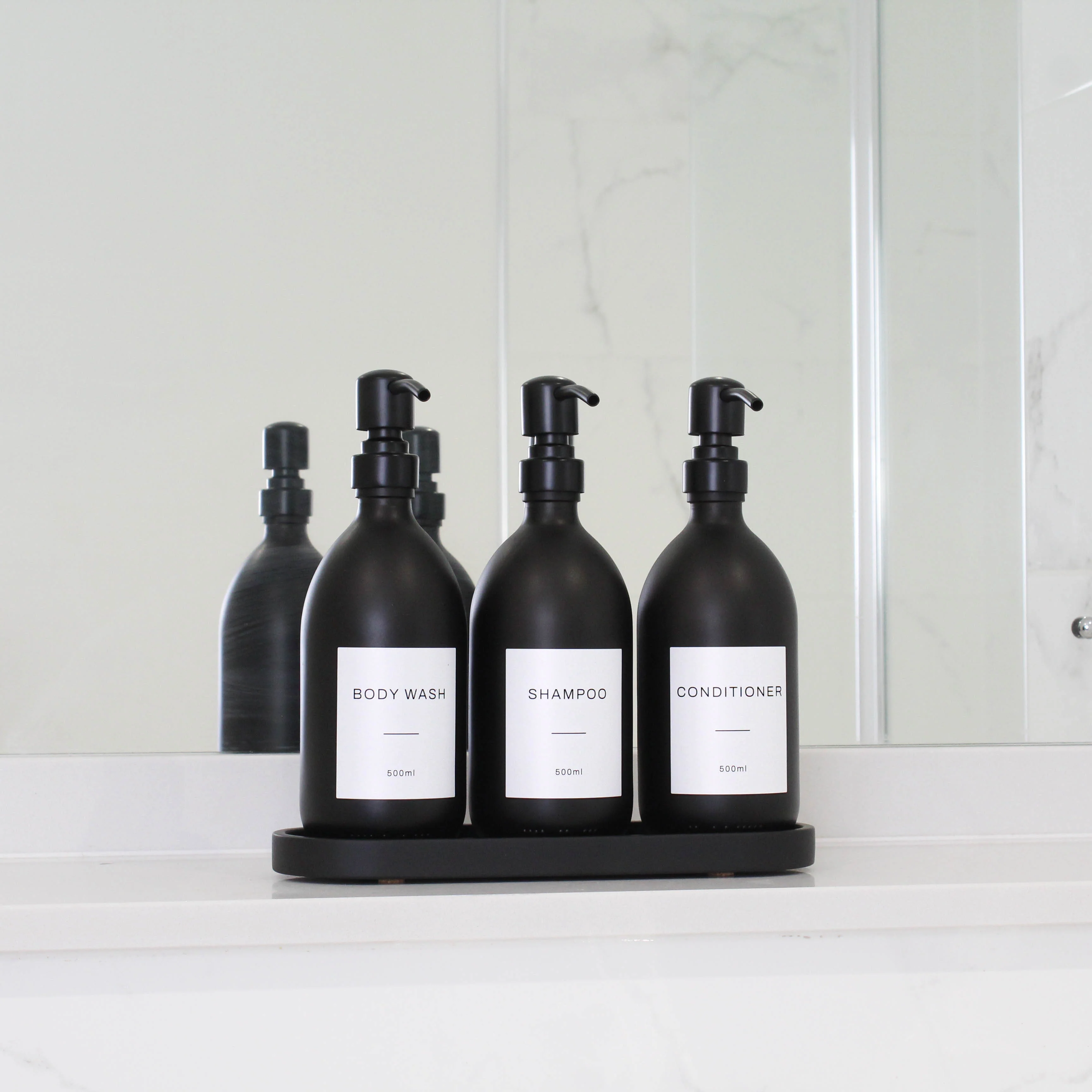 Body Wash, Shampoo & Conditioner Matte Black Glass Set - Image 7