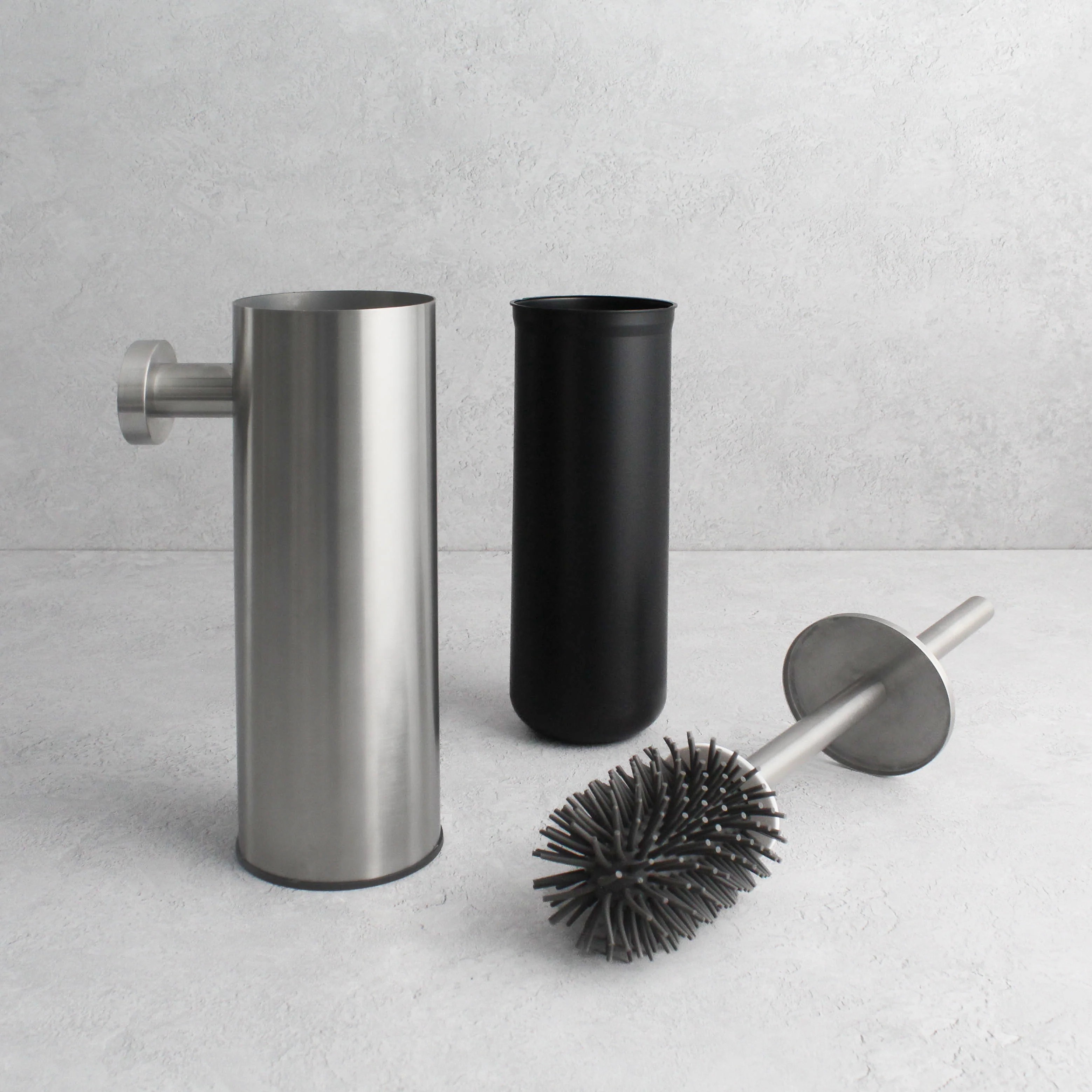 Brushed Silver Toilet Brush & Holder - Image 5