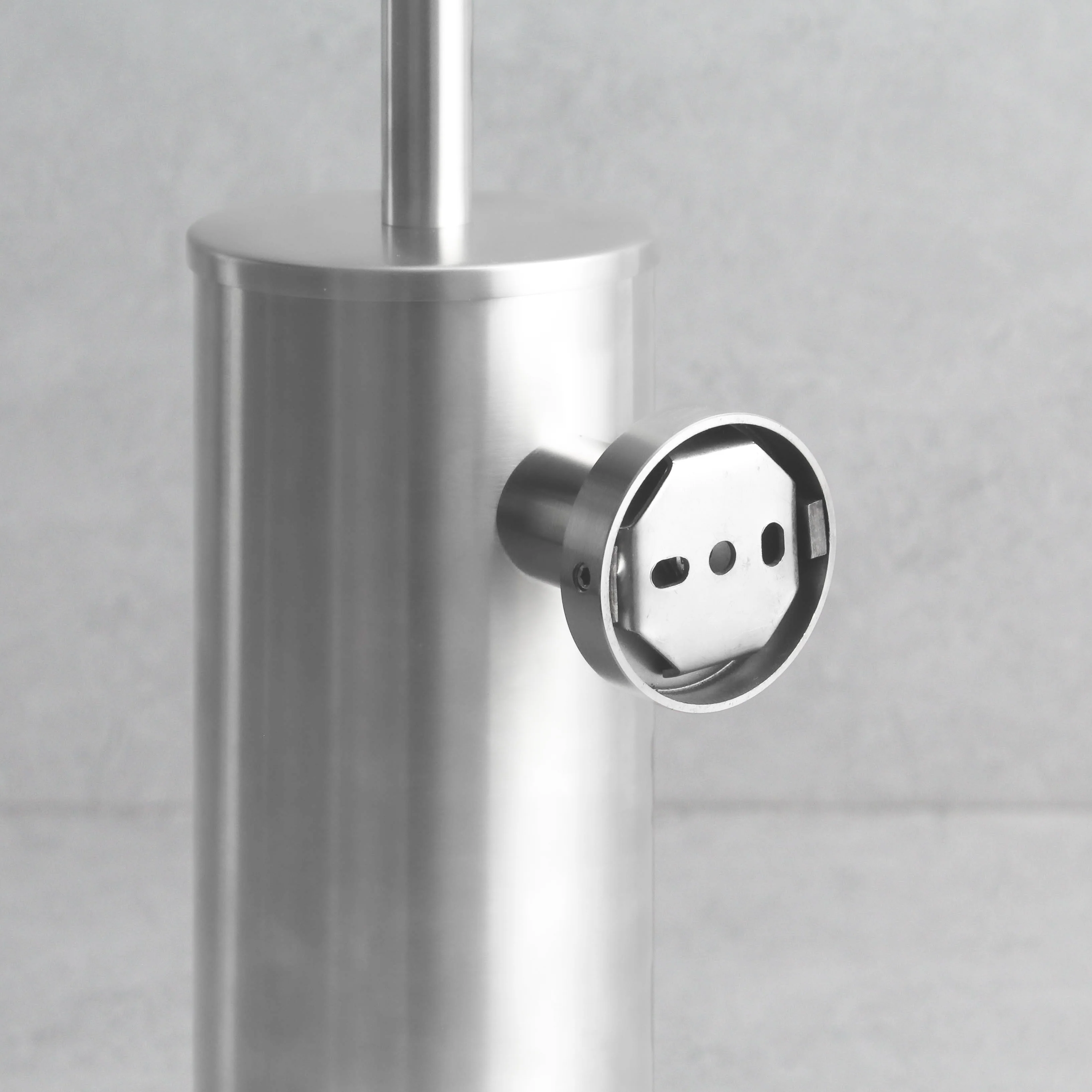 Brushed Silver Toilet Brush & Holder - Image 6