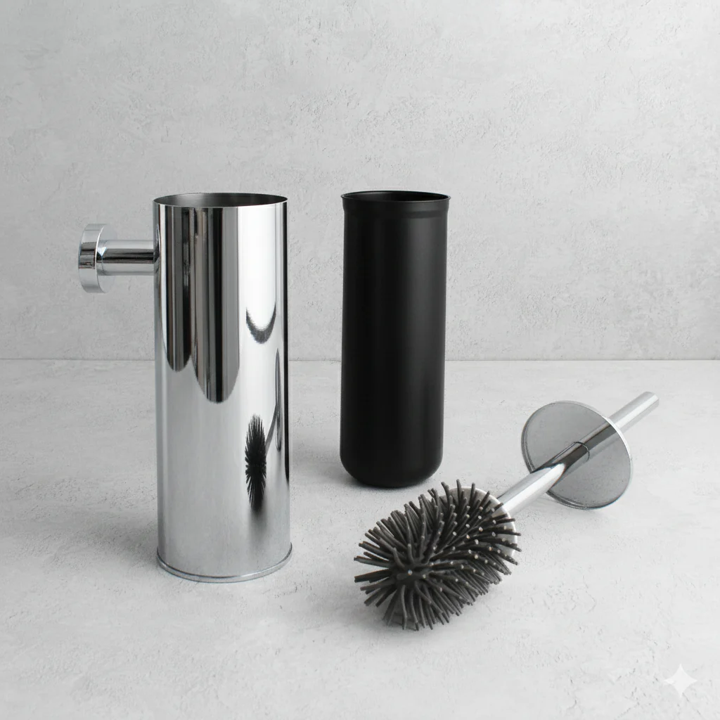 Chrome Toilet Brush & Holder - Image 5