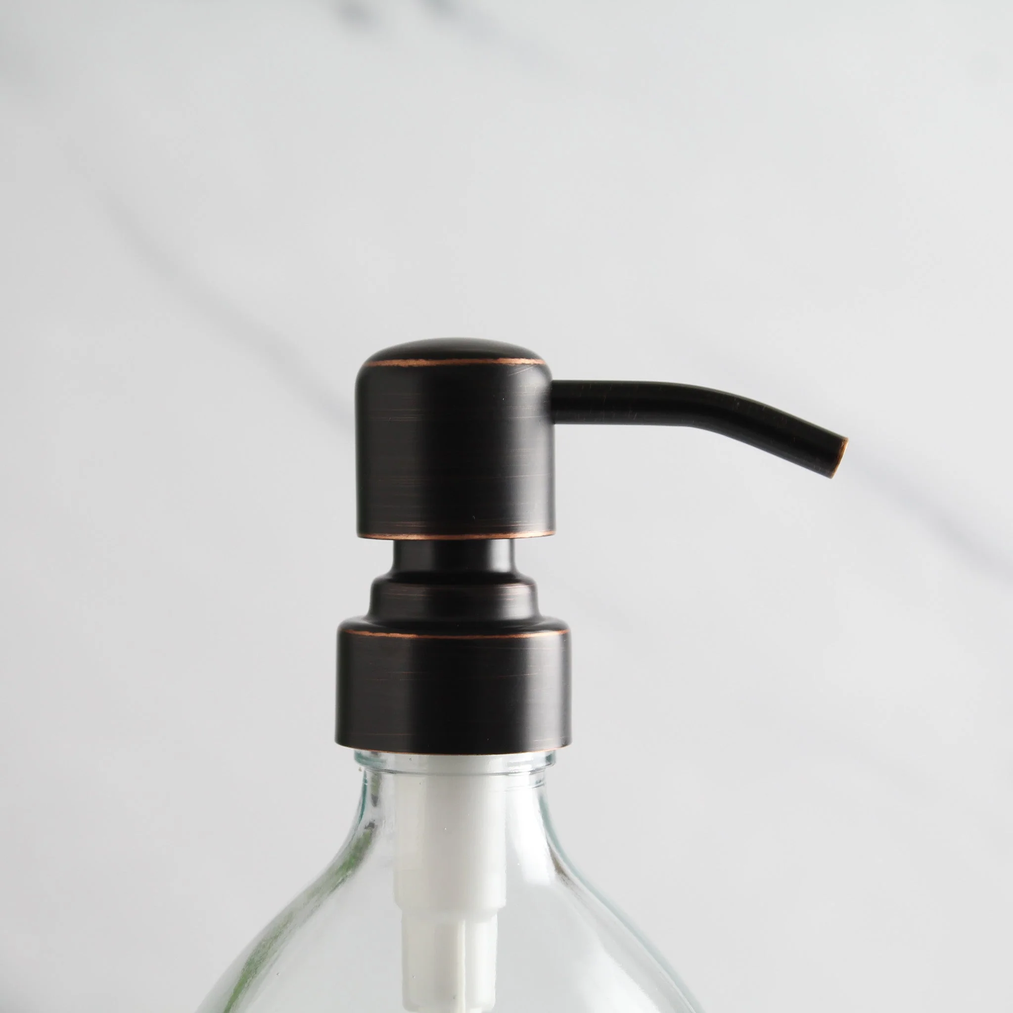 Clear Glass Dispenser Bottle With Black/Copper Pump - Image 7