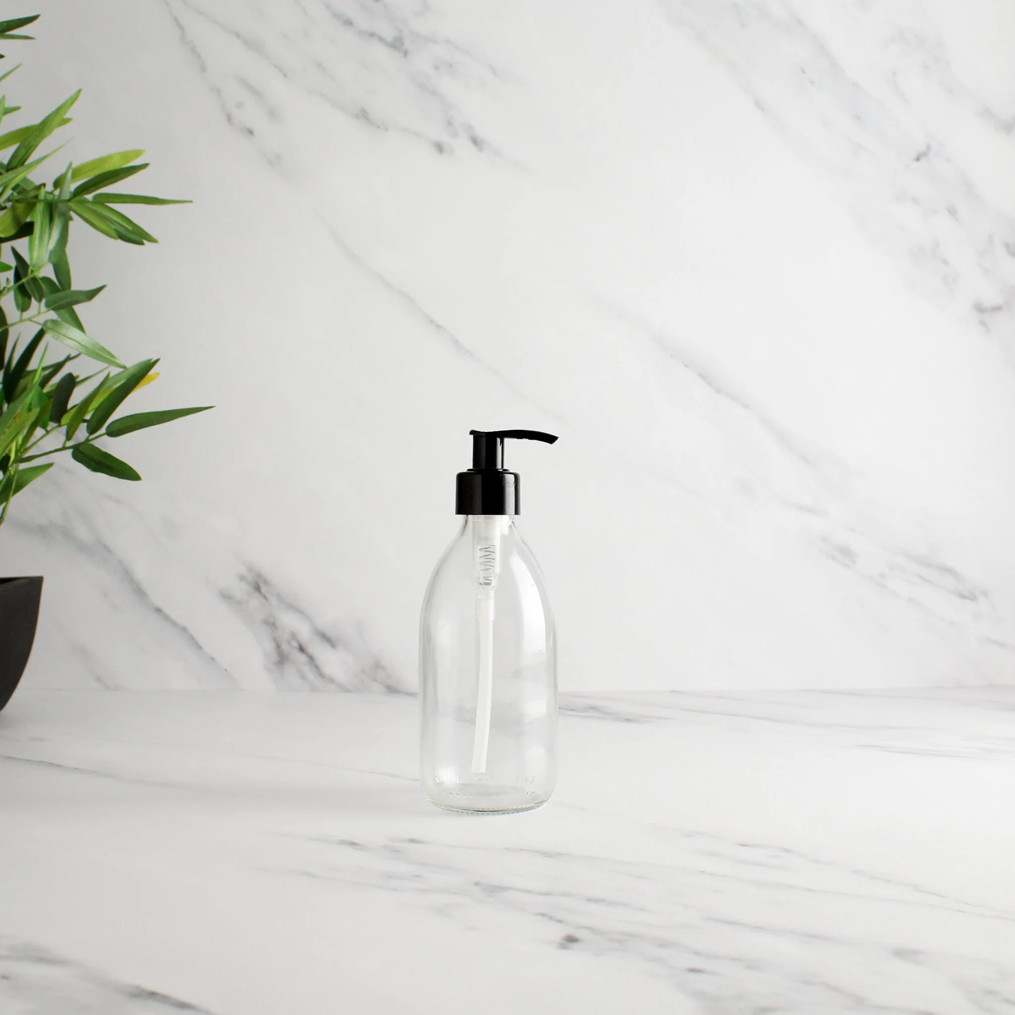 Clear Glass Dispenser Bottle With Black Pump - Image 5