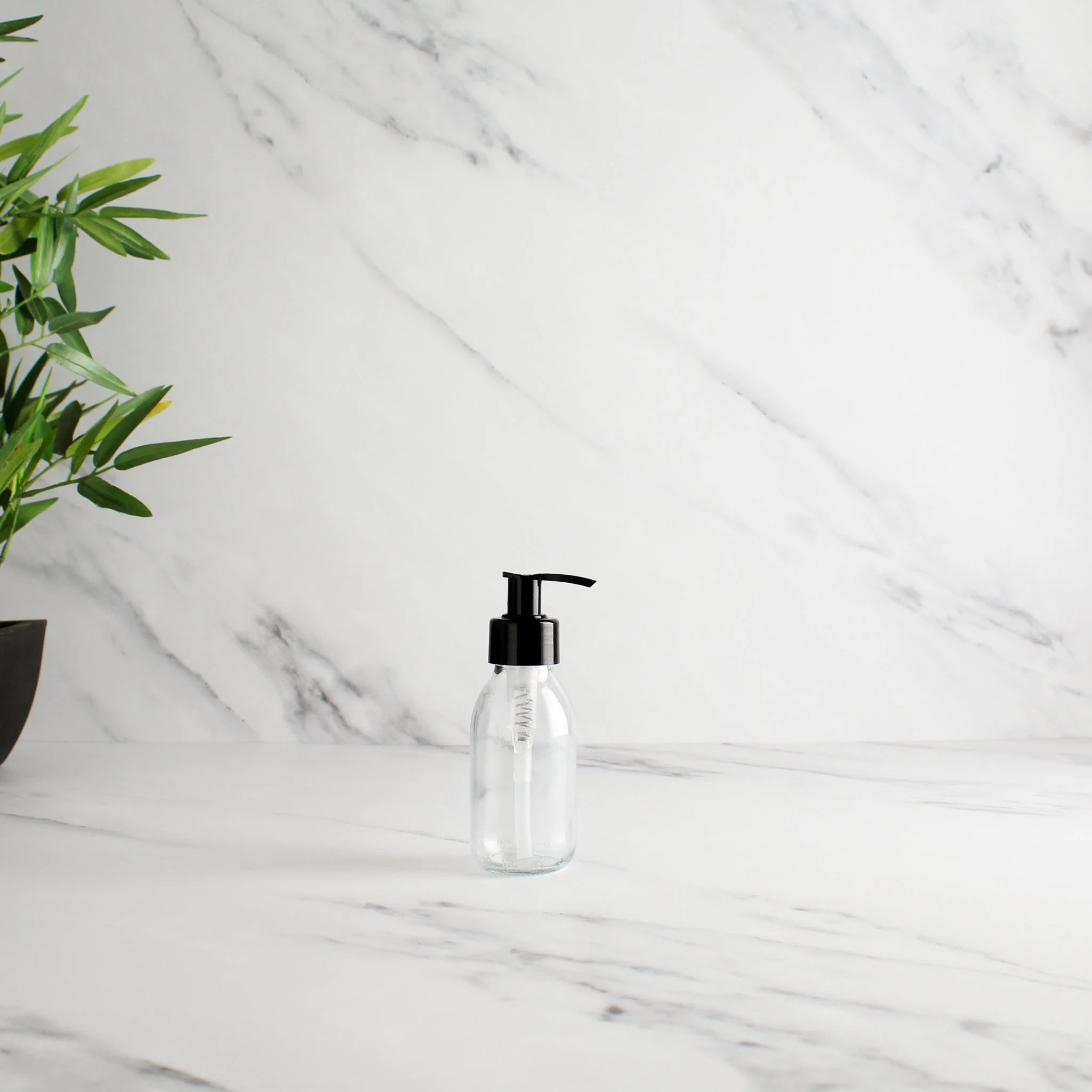 Clear Glass Dispenser Bottle With Black Pump - Image 6