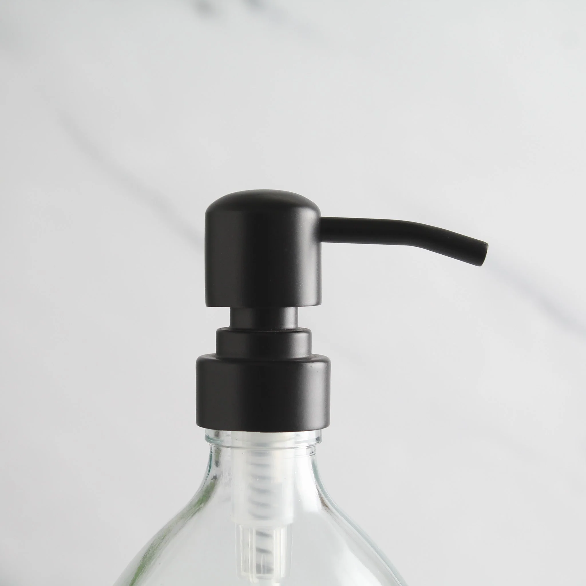 Clear Glass Dispenser Bottle With Matte Black Pump - Image 7