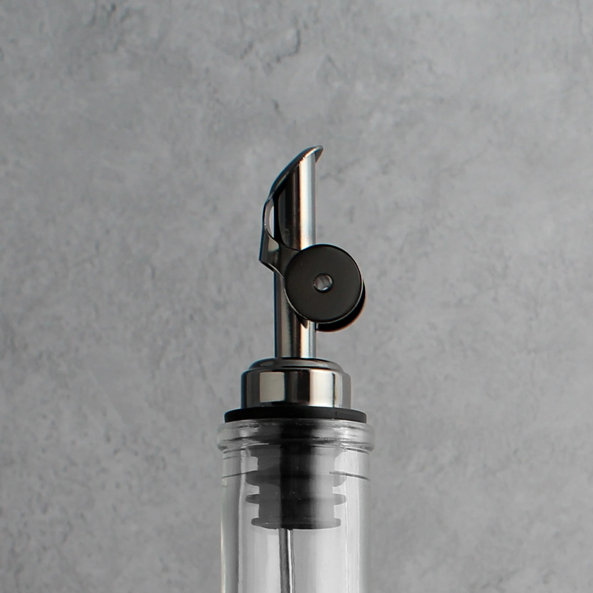 Clear Glass Tall Neck Oil Bottle With Label - Image 3
