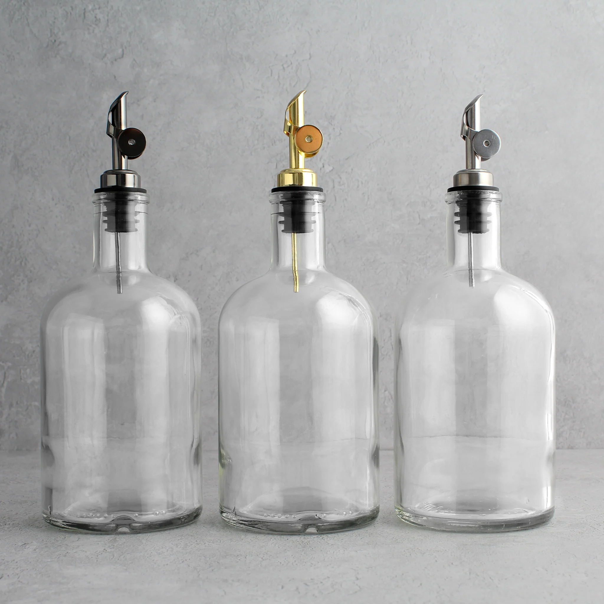 Clear Glass Tall Neck Oil Bottle With Label - Image 5
