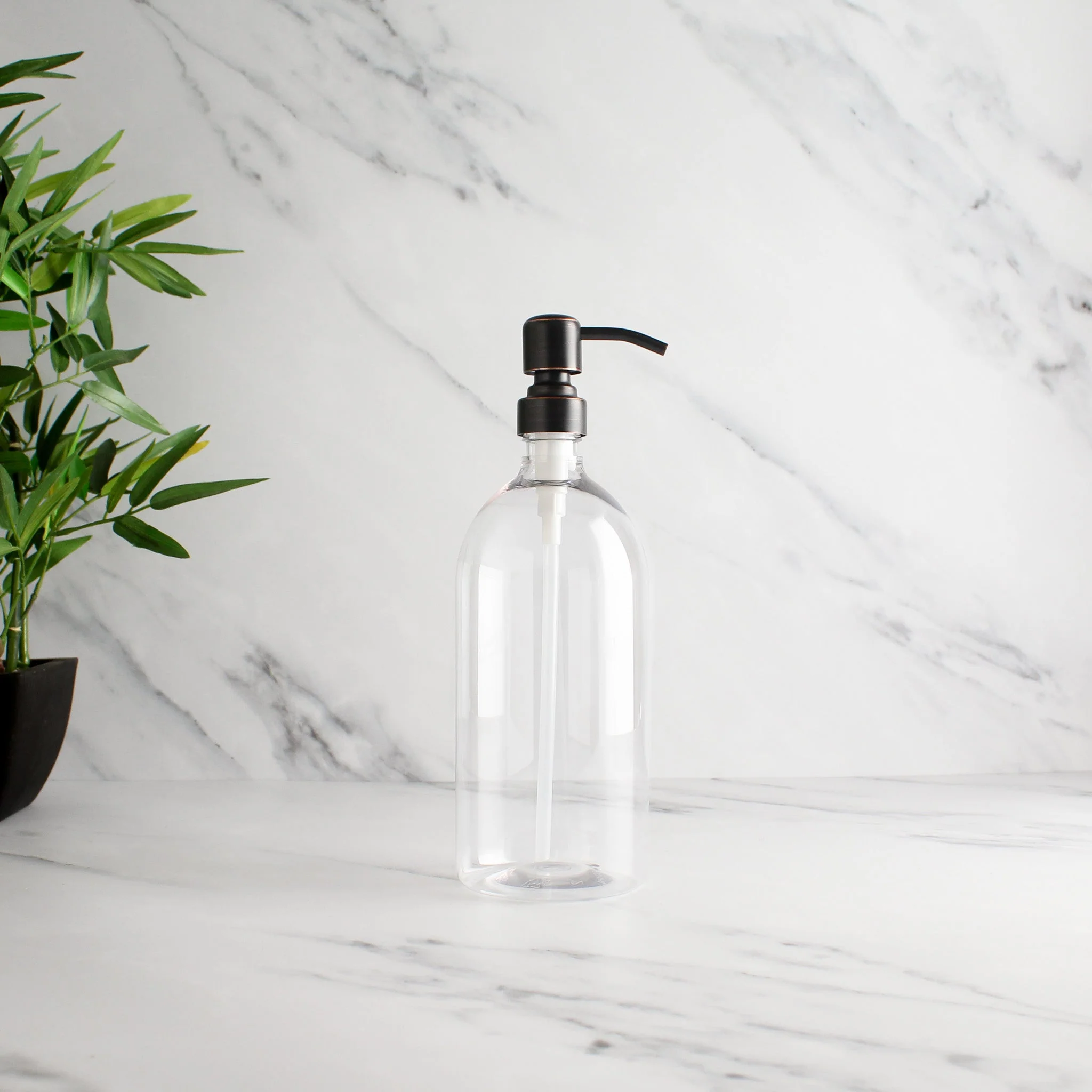Clear Plastic Dispenser Bottle With Black/Copper Pump - Image 3