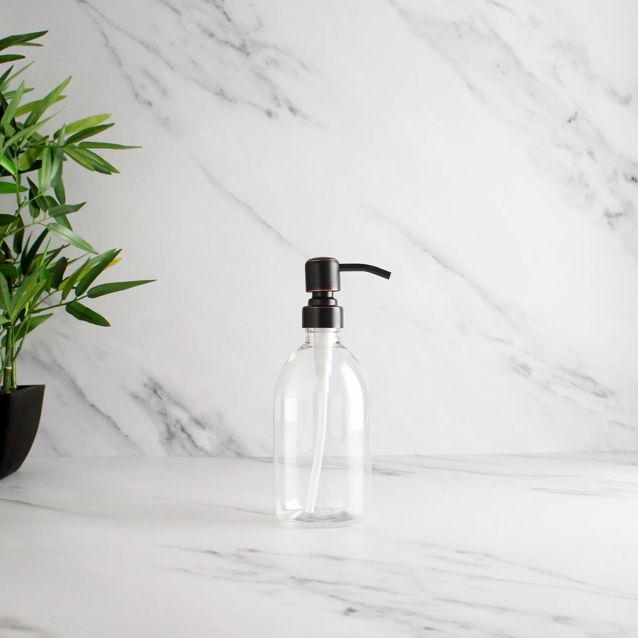 Clear Plastic Dispenser Bottle With Black/Copper Pump - Image 4