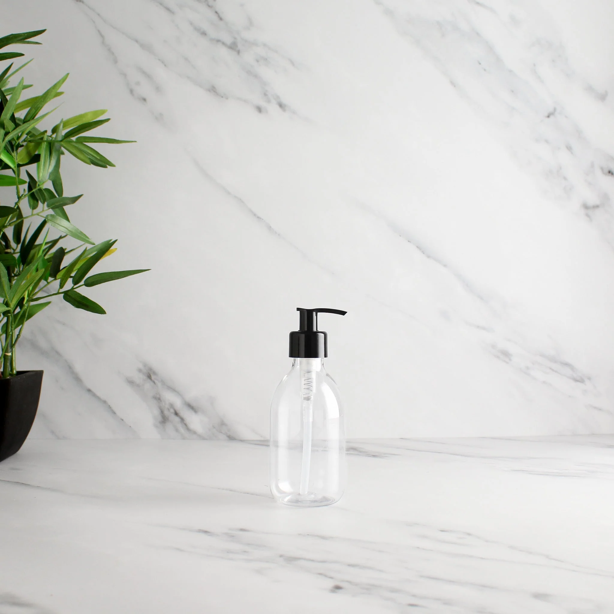 Clear Plastic Dispenser Bottle With Black Pump - Image 5