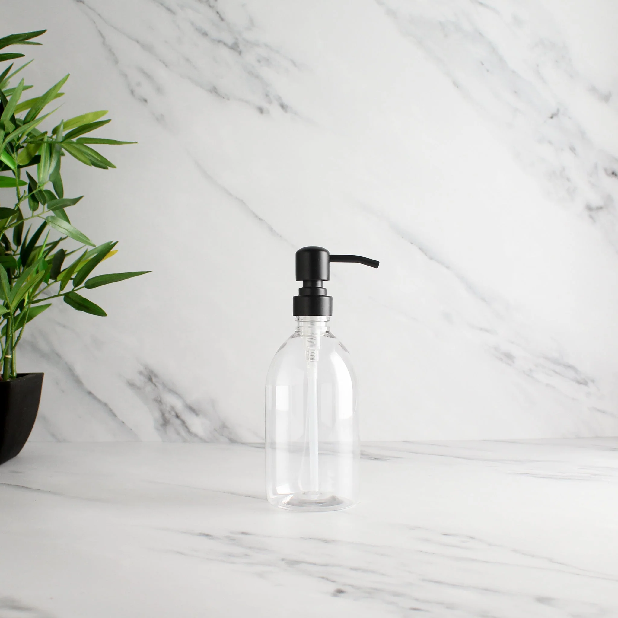 Clear Plastic Dispenser Bottle With Matte Black Pump - Image 4