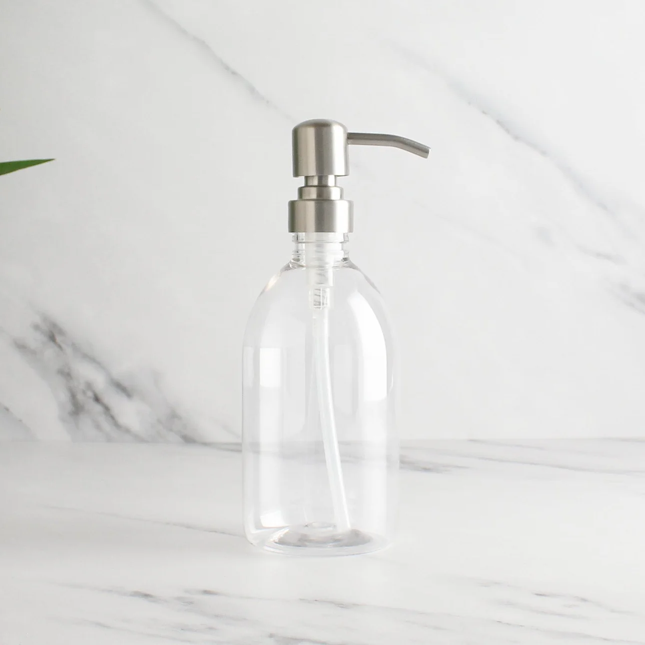 Clear Plastic Dispenser Bottle With Silver Pump - Image 4
