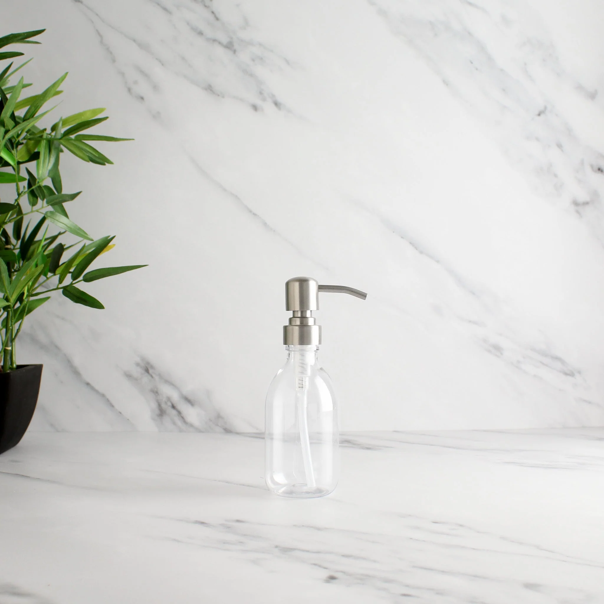 Clear Plastic Dispenser Bottle With Silver Pump - Image 5