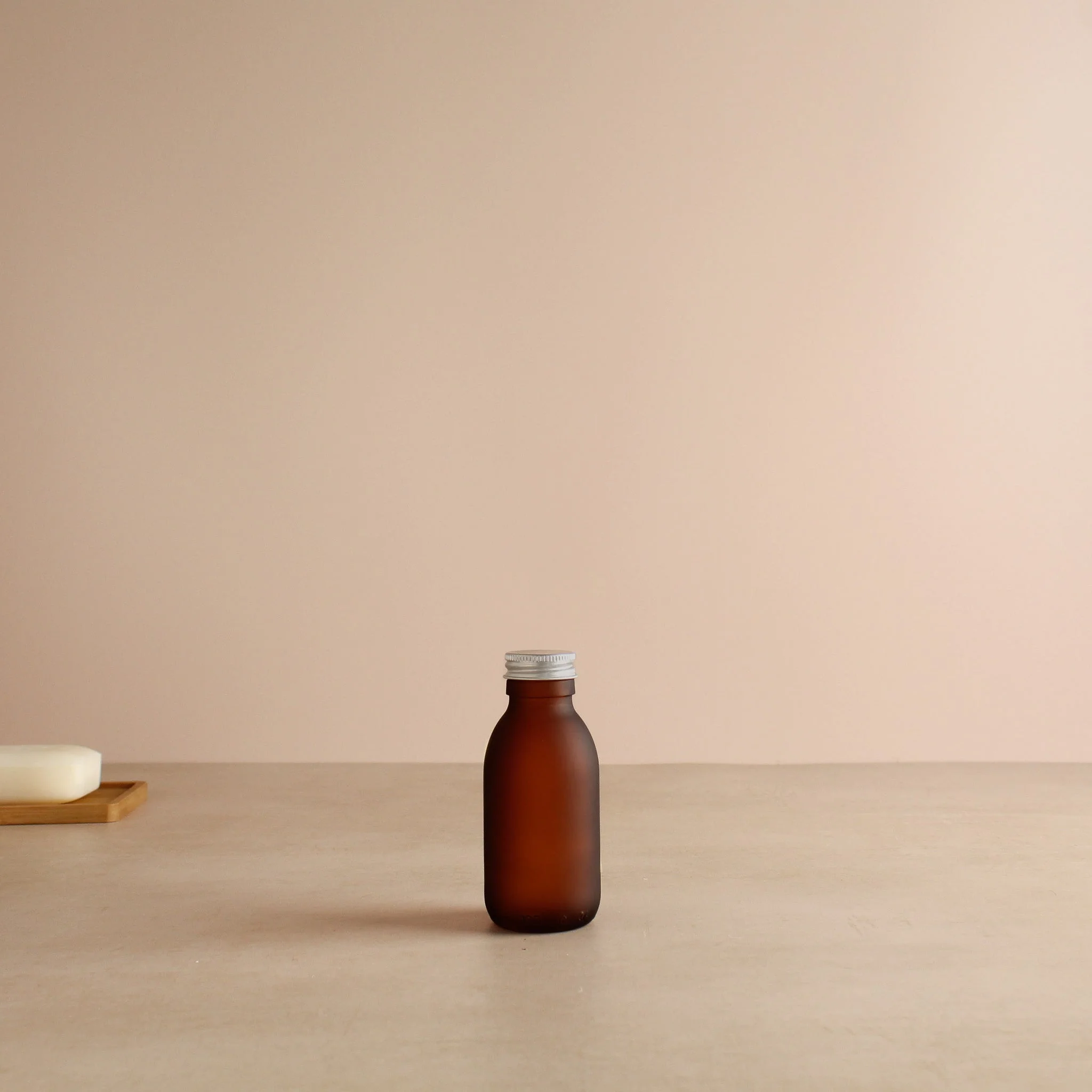 Frosted Amber Glass Bottle With Screw Cap - Image 5