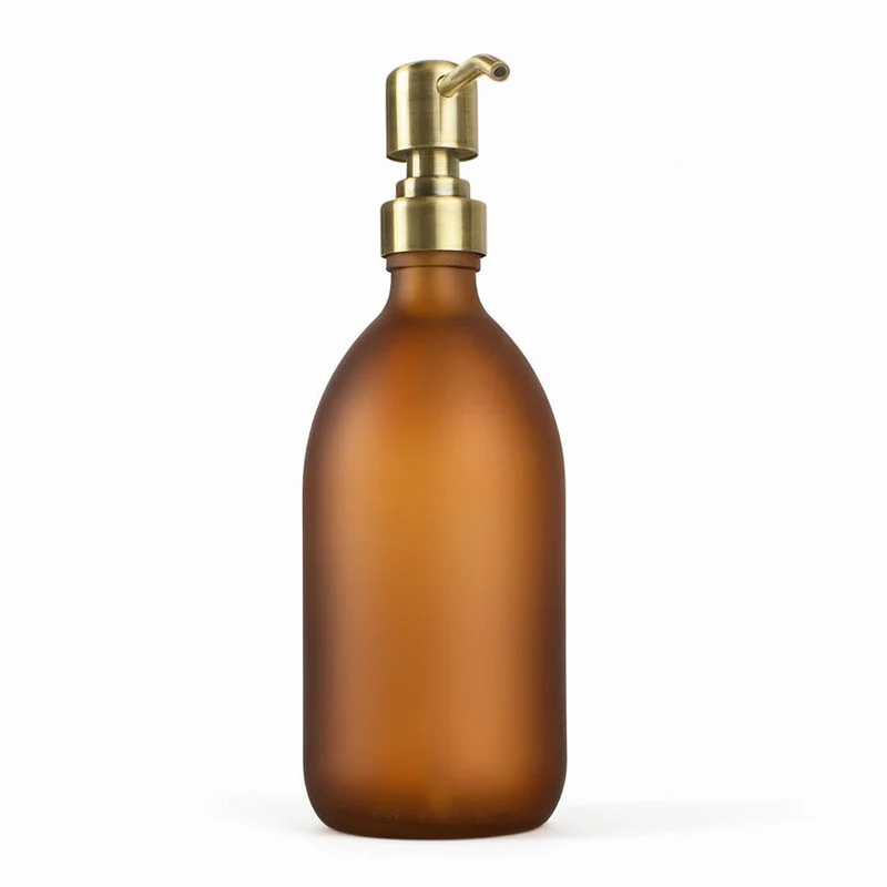 Frosted Amber Glass Dispenser Bottle - Wholesale