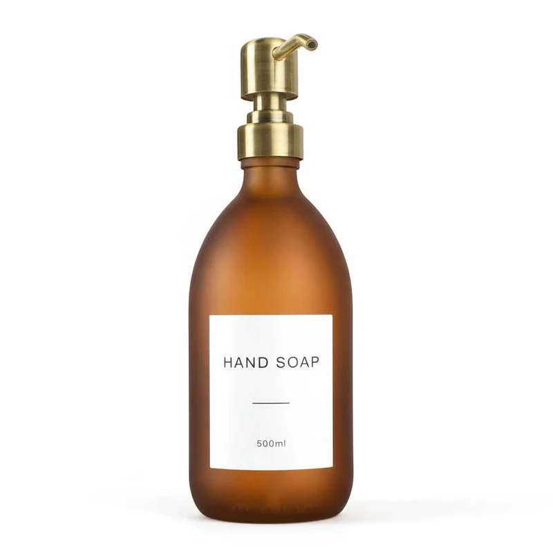 Frosted Amber Glass Dispenser Bottle - Wholesale - Image 2