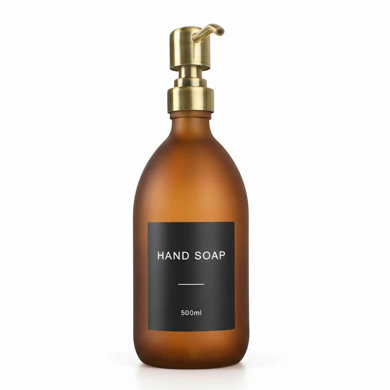 Frosted Amber Glass Dispenser Bottle - Wholesale - Image 3