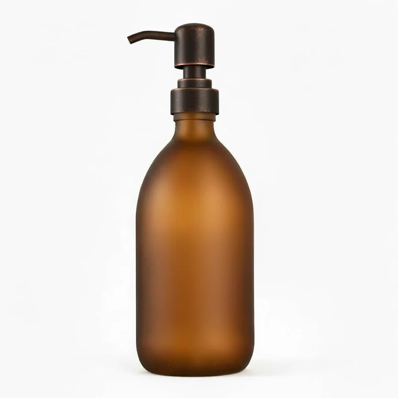 Frosted Amber Glass Dispenser Bottle - Wholesale - Image 4