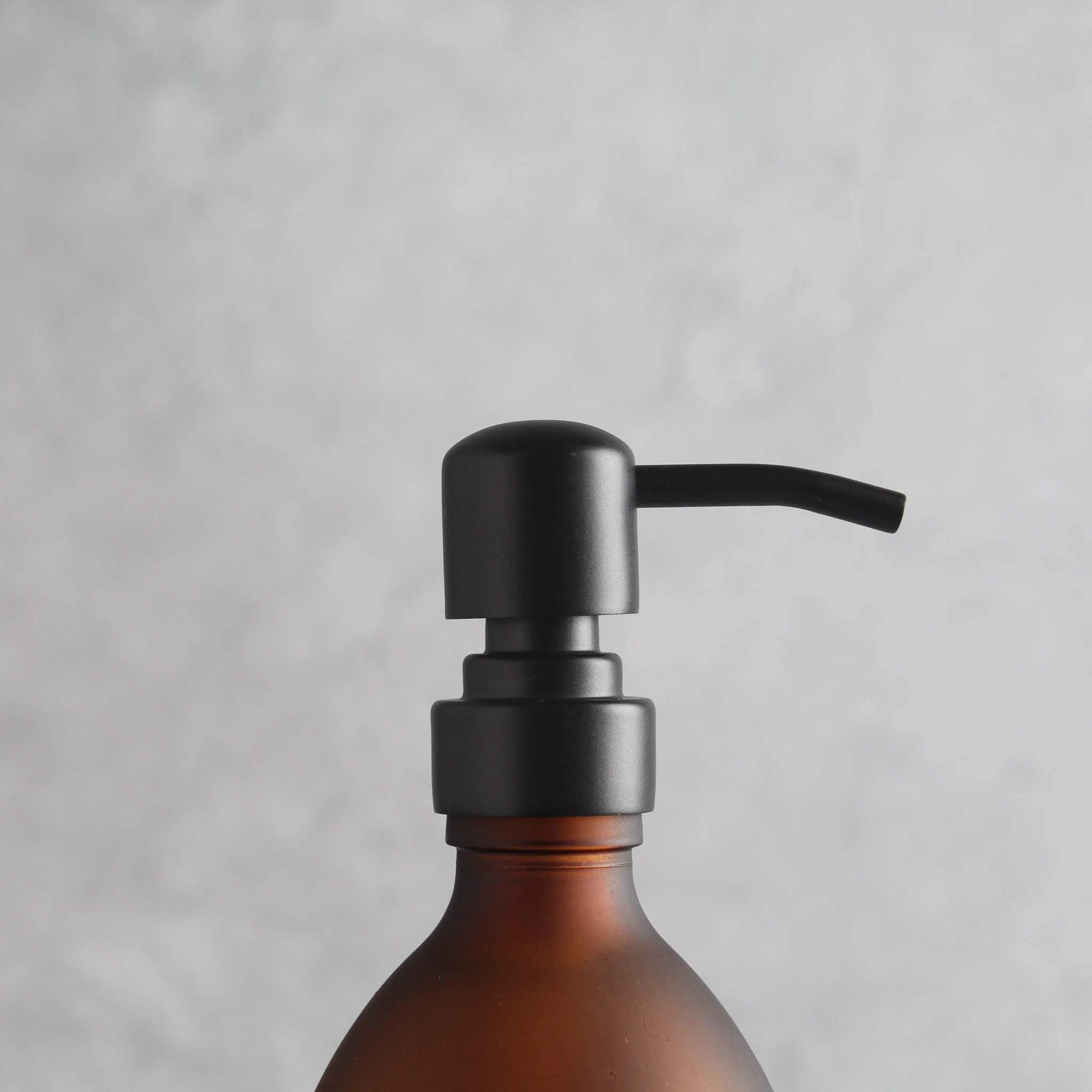 Frosted Amber Glass Dispenser Bottle With Matte Black Pump - Image 7